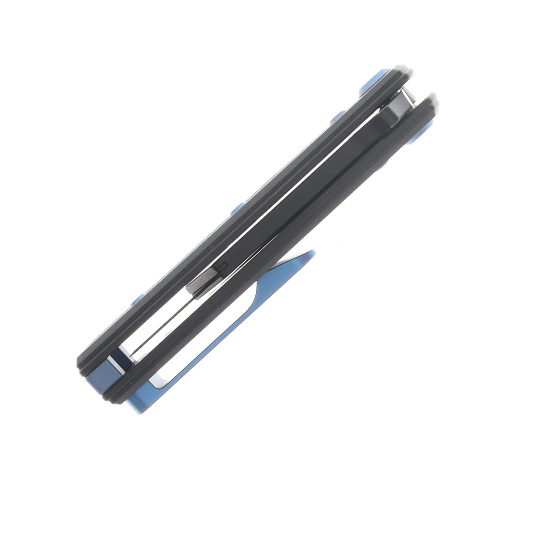 Chaves Blue Label - Aluminum Knurled C.H.U.B.  Flipper  Black  PVD   Linerlock  Blue  Ti Razor  Blade CK-7C2-5C6B-2D1-BLUE View 7