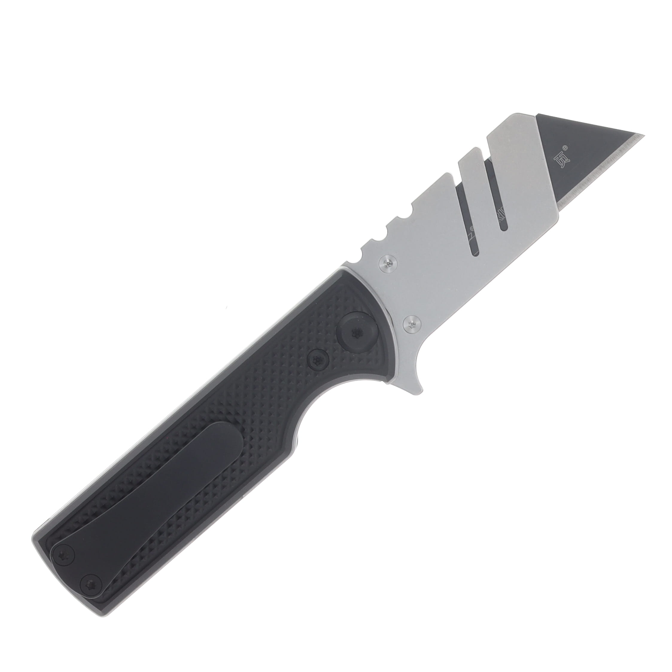 Chaves Blue Label - Aluminum Knurled C.H.U.B.  Flipper  SW  Linerlock  Black  Ti Razor  Blade CK-7C2-5B6B-2D1-BL View 2