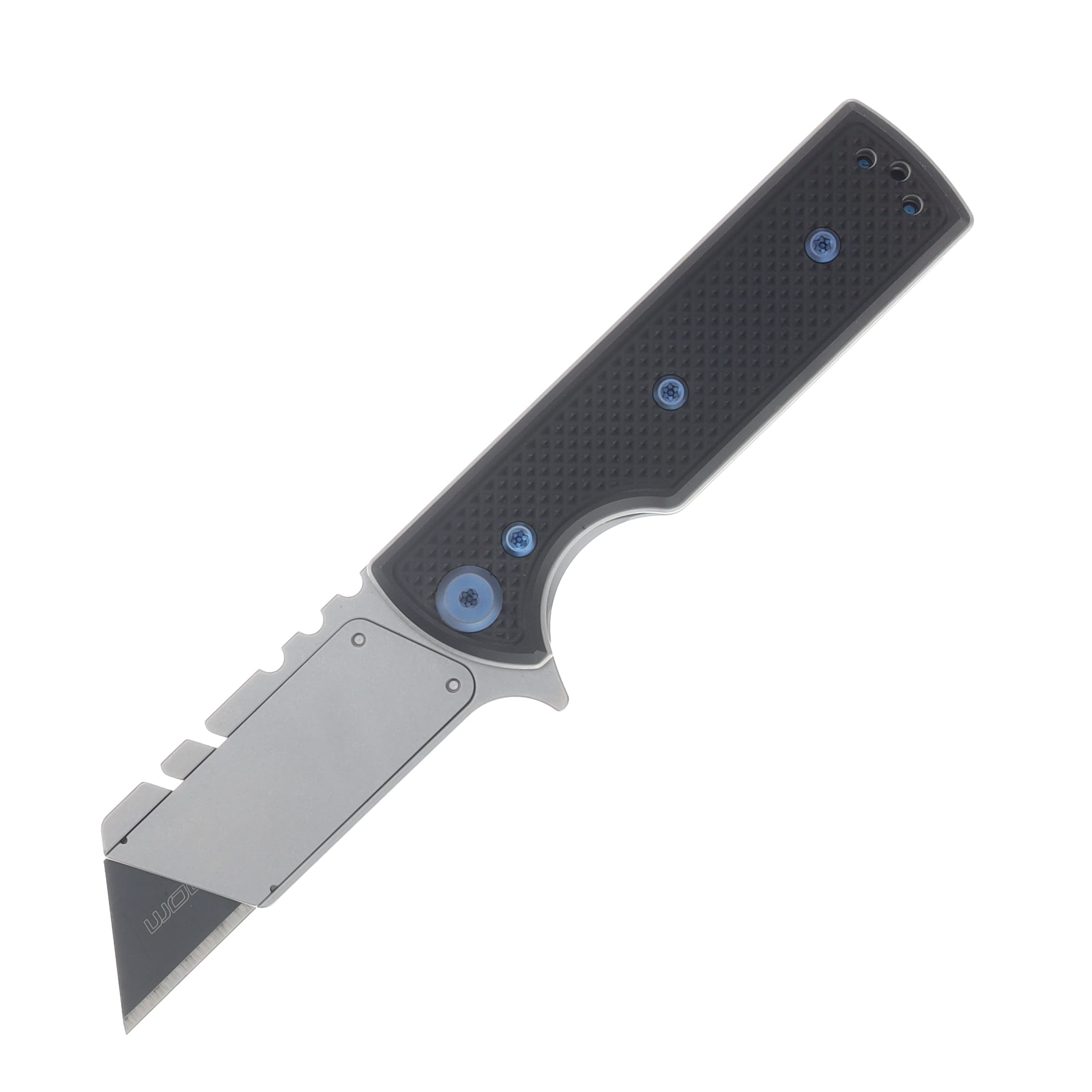 Chaves Blue Label - Aluminum Knurled C.H.U.B.  Flipper  SW  Linerlock  Blue  Ti Razor  Blade CK-7C2-5B6B-2D1-BLUE View 1