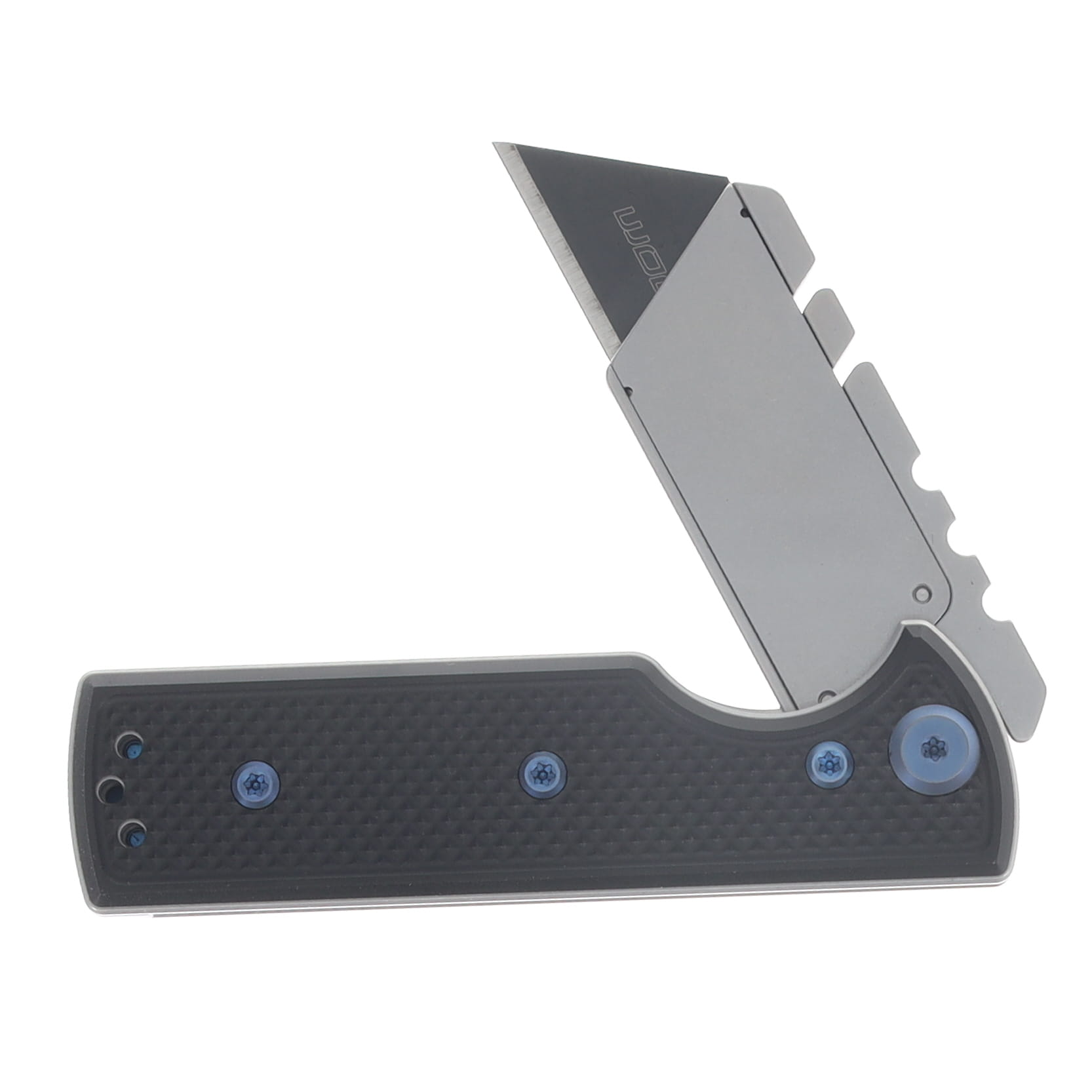 Chaves Blue Label - Aluminum Knurled C.H.U.B.  Flipper  SW  Linerlock  Blue  Ti Razor  Blade CK-7C2-5B6B-2D1-BLUE View 3