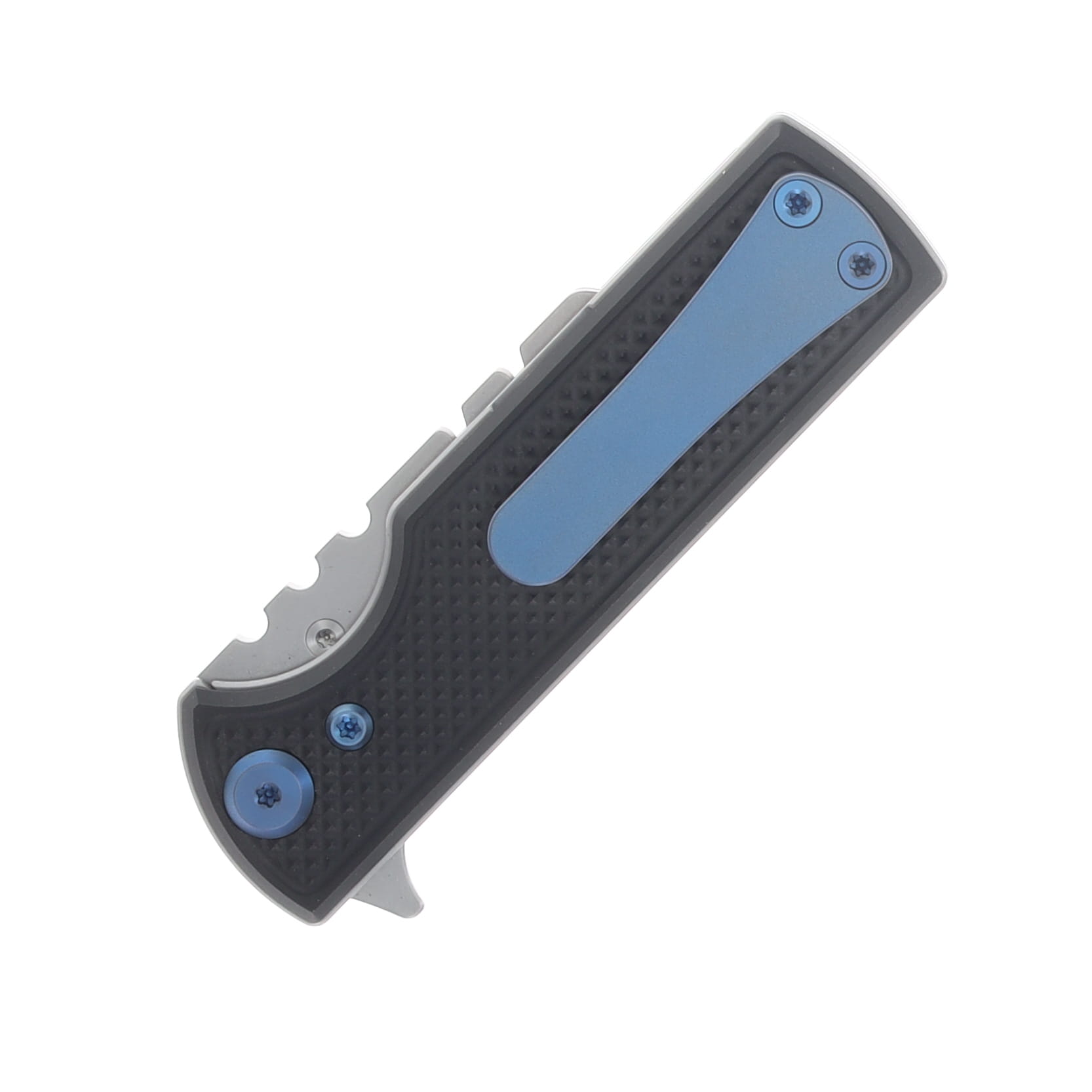 Chaves Blue Label - Aluminum Knurled C.H.U.B.  Flipper  SW  Linerlock  Blue  Ti Razor  Blade CK-7C2-5B6B-2D1-BLUE View 6