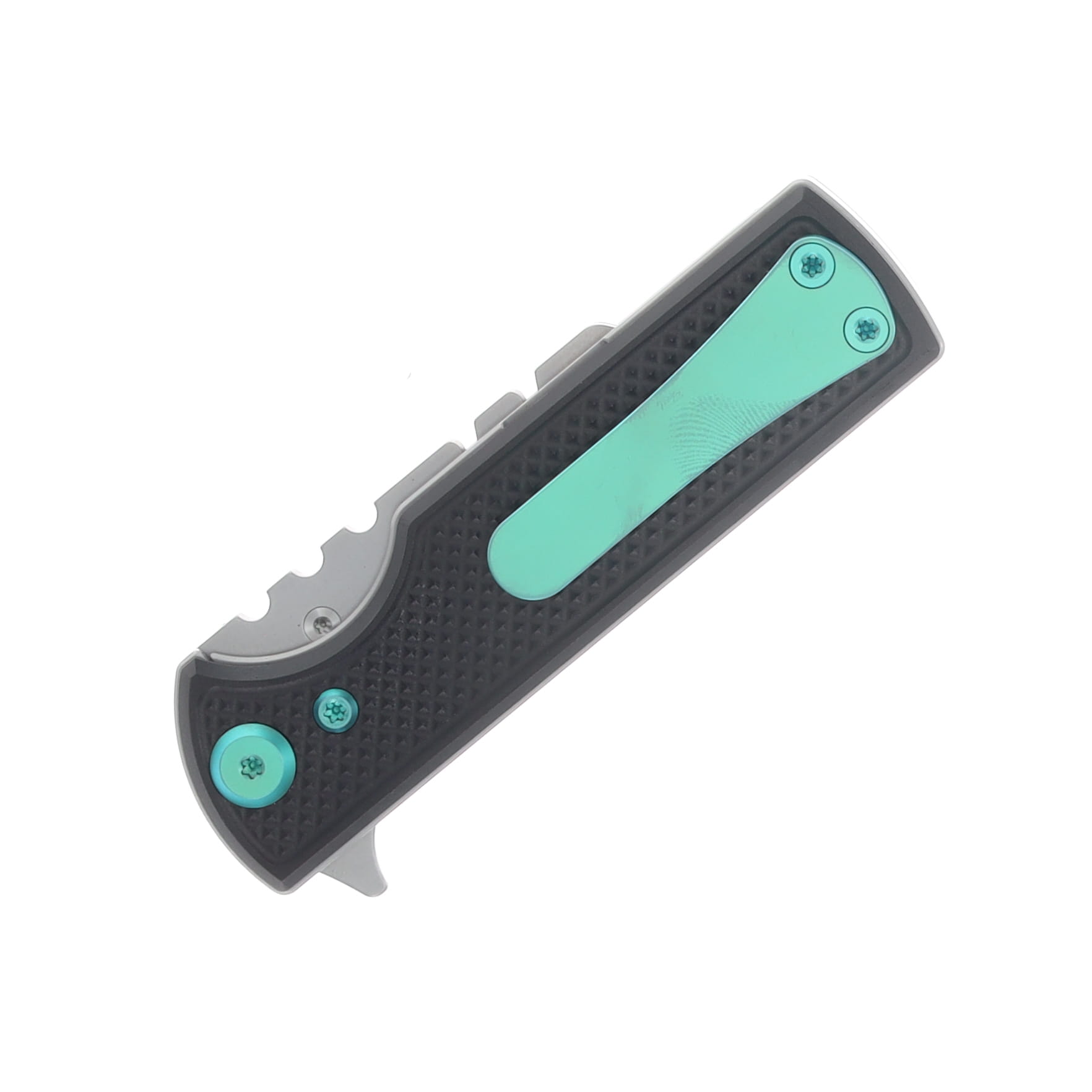 Chaves Blue Label - Aluminum Knurled C.H.U.B.  Flipper  SW  Linerlock  Green  Ti Razor  Blade CK-7C2-5B6B-2D1-GR View 6