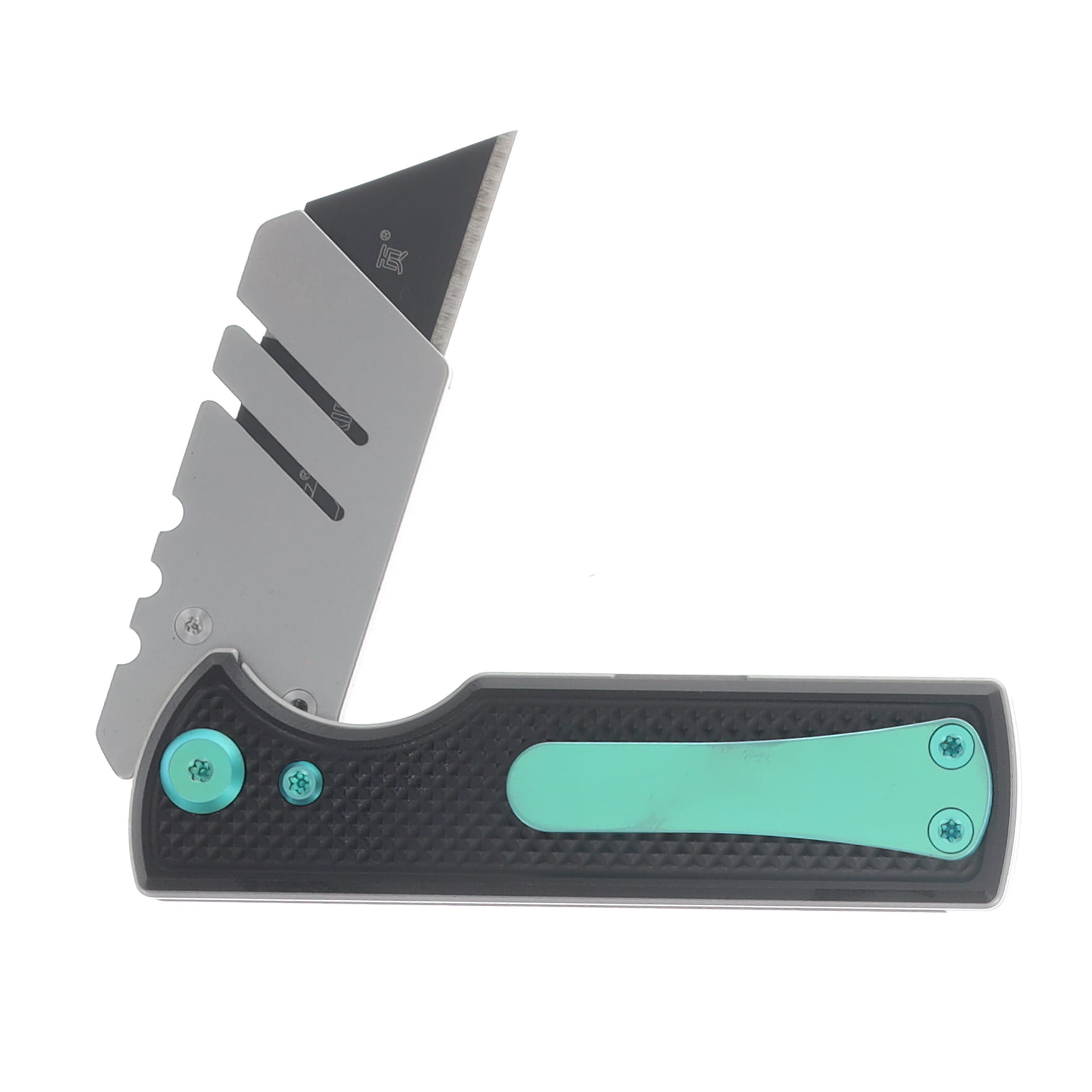 Chaves Blue Label - Aluminum Knurled C.H.U.B.  Flipper  SW  Linerlock  Green  Ti Razor  Blade CK-7C2-5B6B-2D1-GR View 4