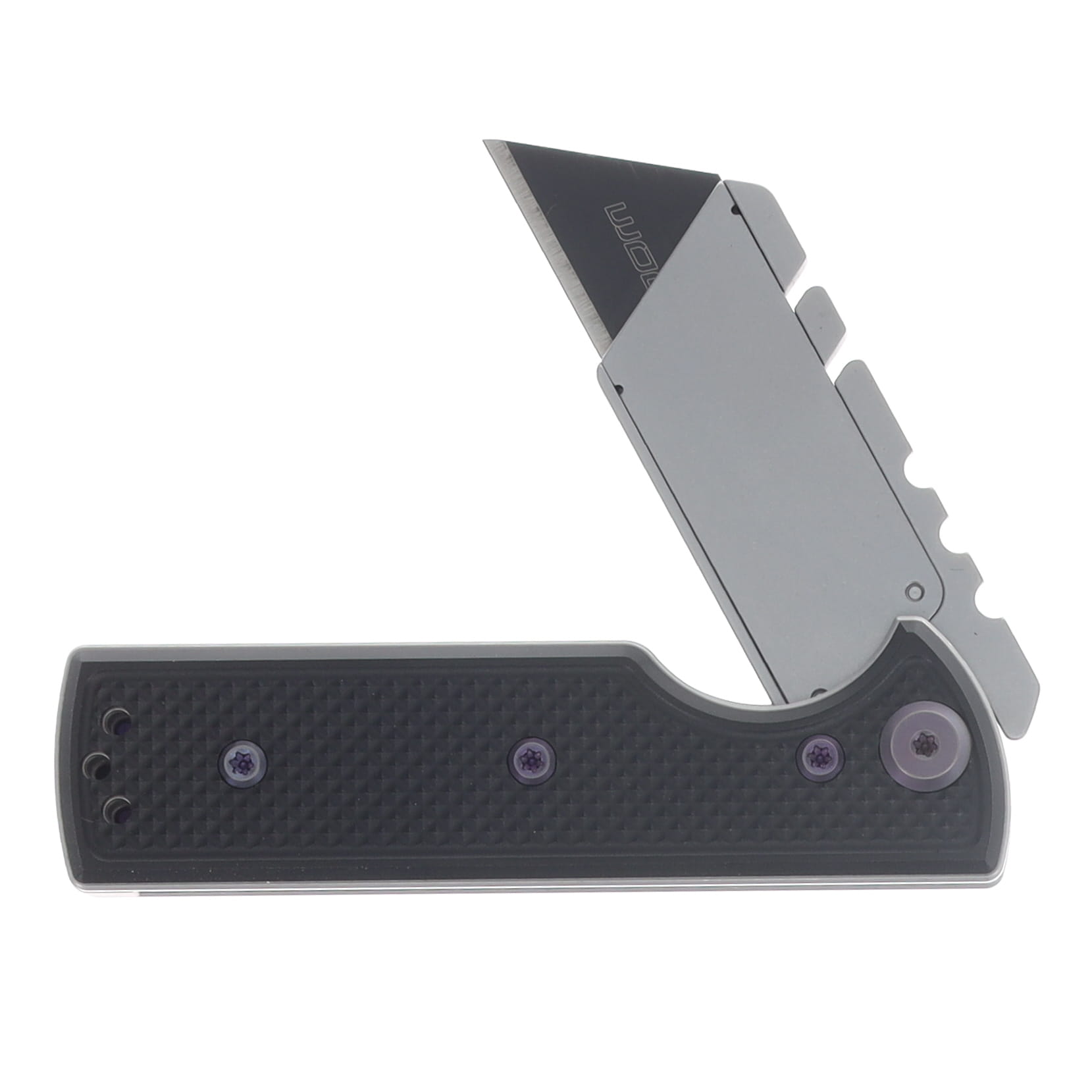 Chaves Blue Label - Aluminum Knurled C.H.U.B.  Flipper  SW  Linerlock  Purple  Ti Razor  Blade CK-7C2-5B6B-2D1-PRP View 4