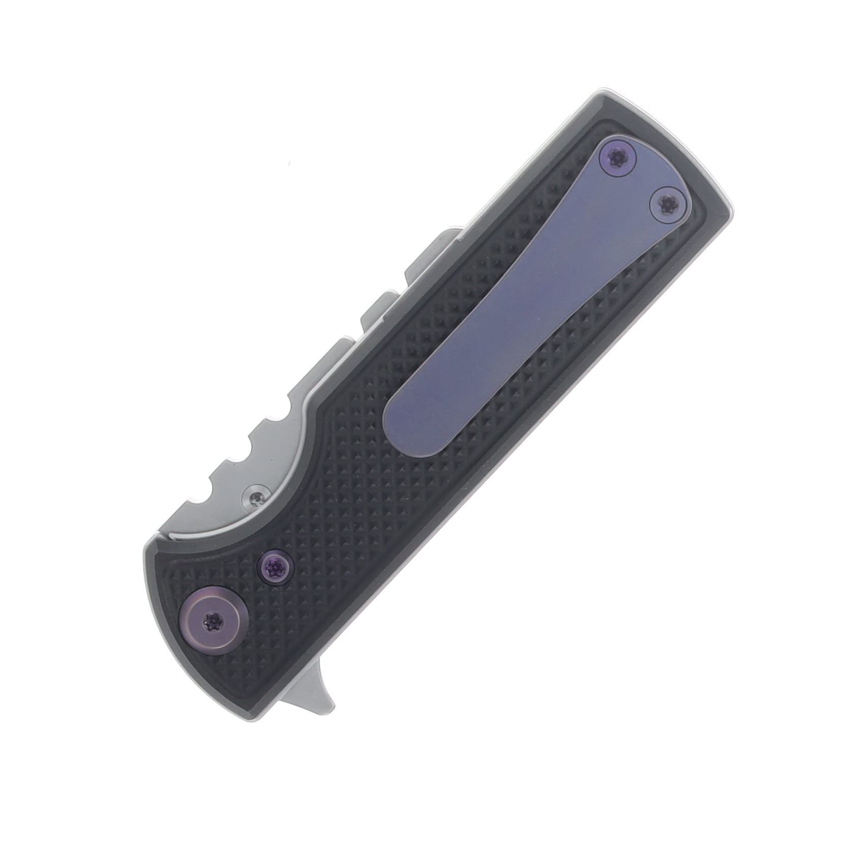 Chaves Blue Label - Aluminum Knurled C.H.U.B.  Flipper  SW  Linerlock  Purple  Ti Razor  Blade CK-7C2-5B6B-2D1-PRP View 6