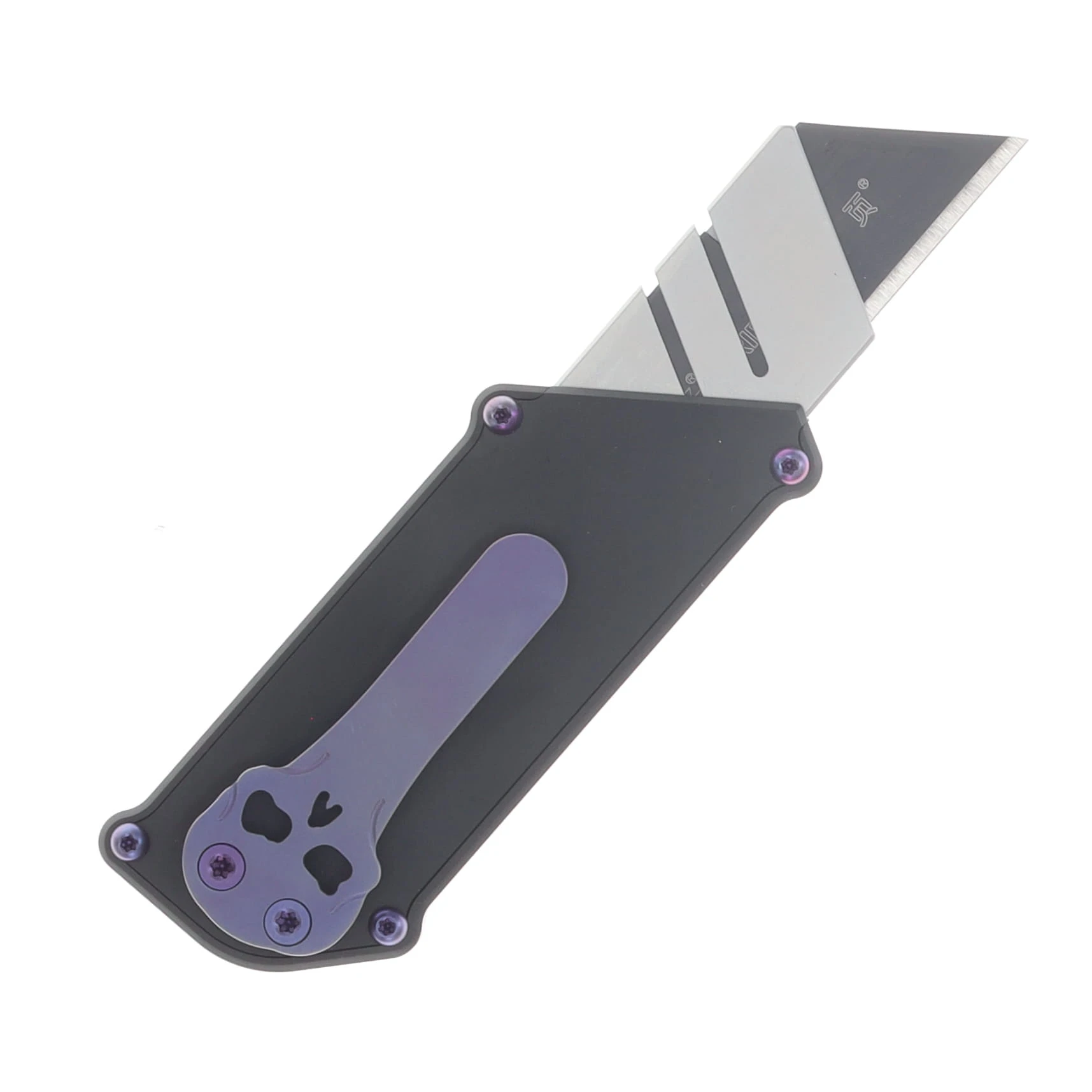 Chaves Blue Label CHUB Slipper Manual OTF Stonewash/Knurled Aluminum with Purple Accents CK-6C11-5F6F-6D13-PRP View 2