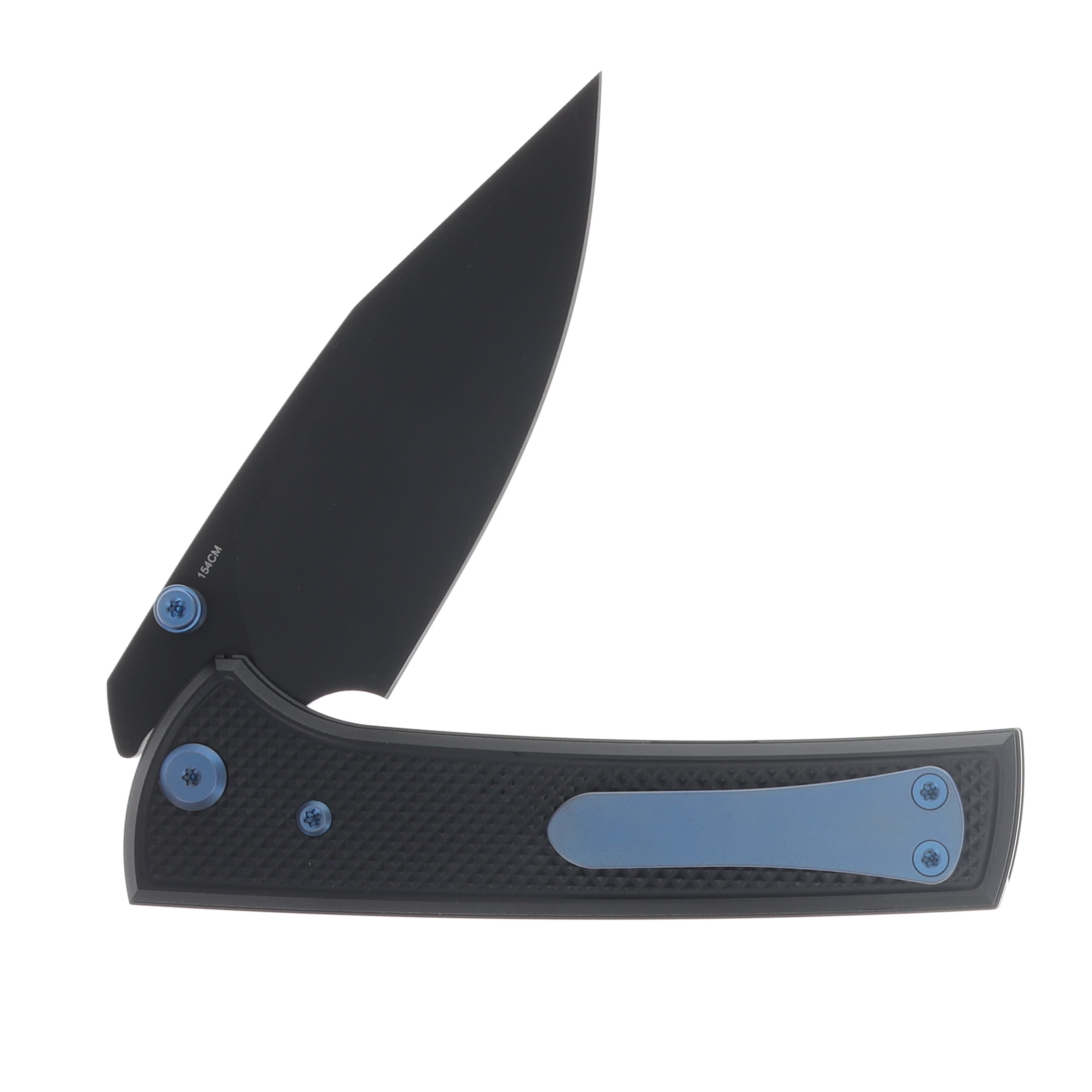 Chaves Blue Label - Aluminum Knurled Scapegoat  229   Black  PVD  Linerlock  Blue  Ti Black  Spearpoint CK-4A2-10C9A-2D1-BLUE View 4