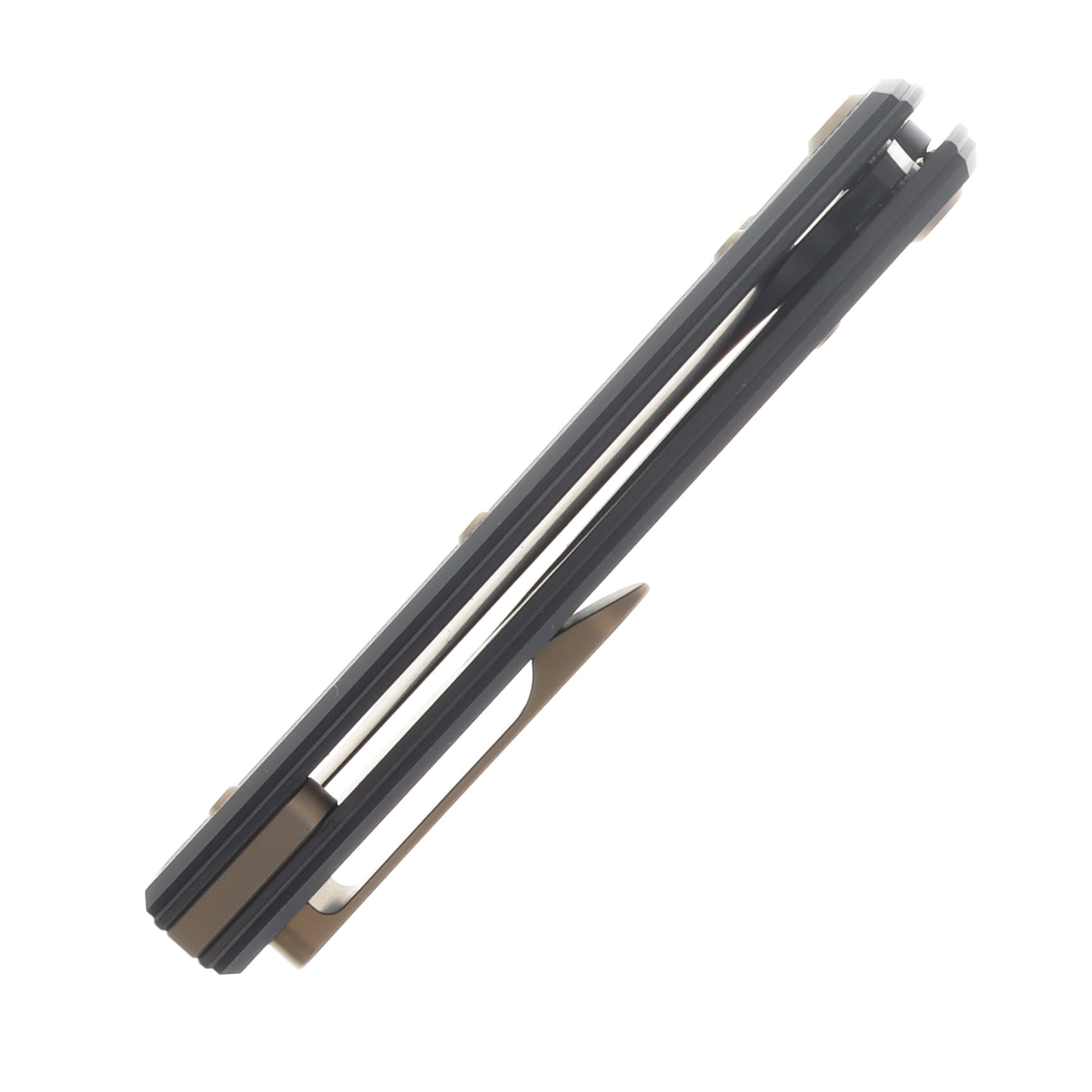 Chaves Blue Label - Aluminum Knurled Scapegoat  229  Black  PVD  Linerlock  Bronze  Ti Black  Spearpoint CK-4A2-10C9A-2D1-BR View 7