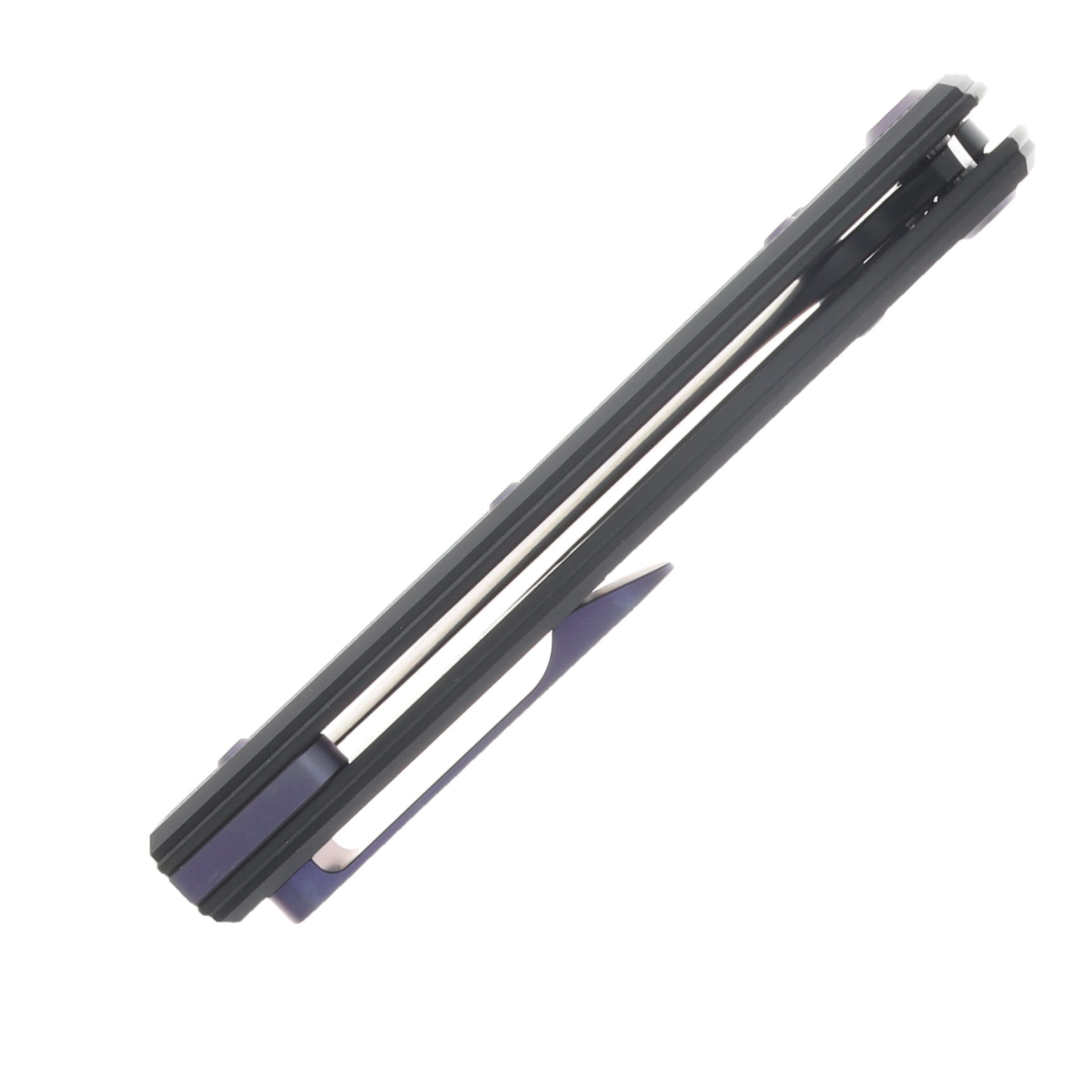Chaves Blue Label - Aluminum Knurled Scapegoat  229  Black  PVD  Linerlock  Purple  Ti Black  Spearpoint CK-4A2-10C9A-2D1-PRP View 7