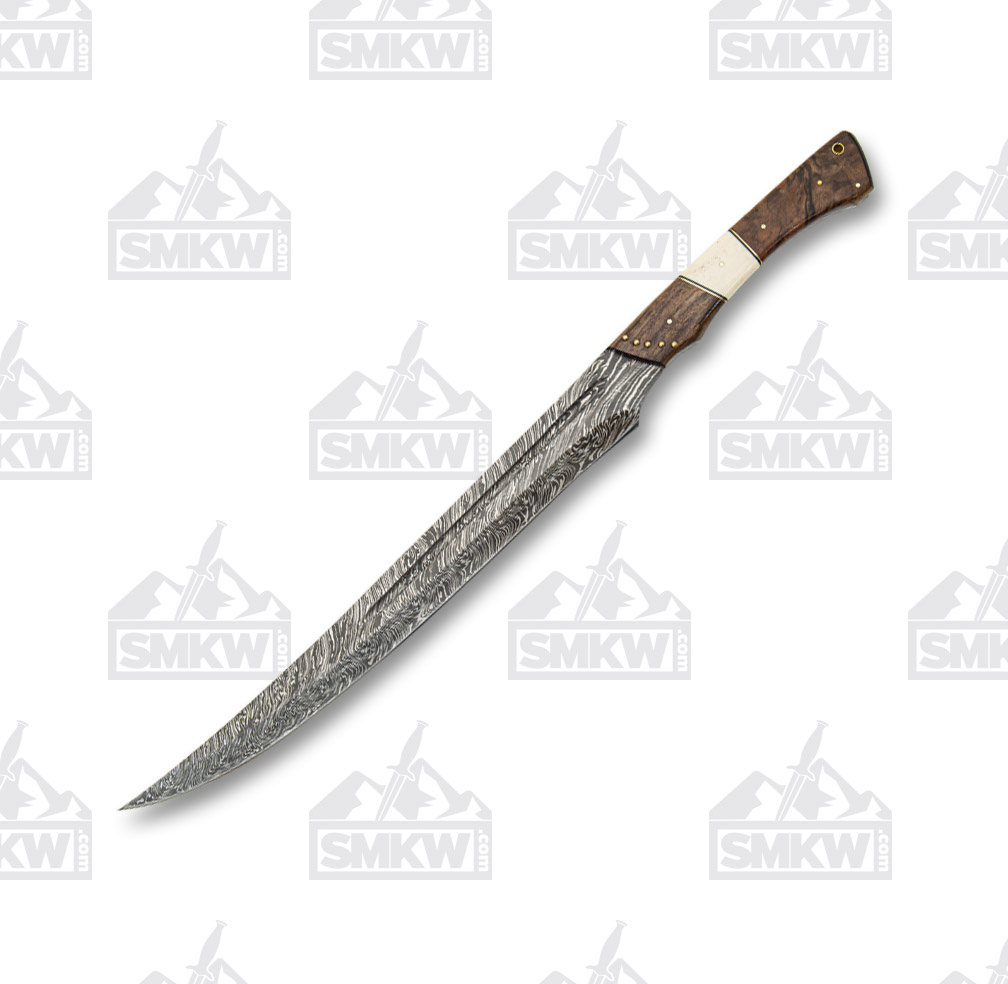 Szco Damascus Short Sword 15In. Walnut and Bone DM5017 View 2