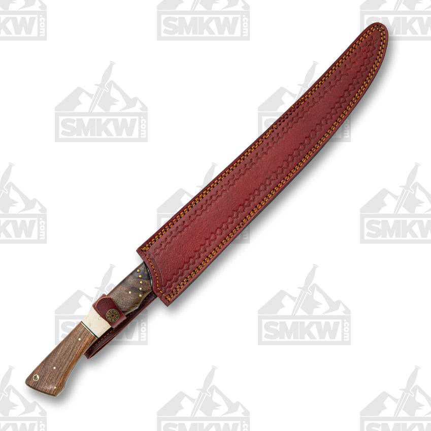 Szco Damascus Short Sword 15In. Walnut and Bone DM5017 View 4