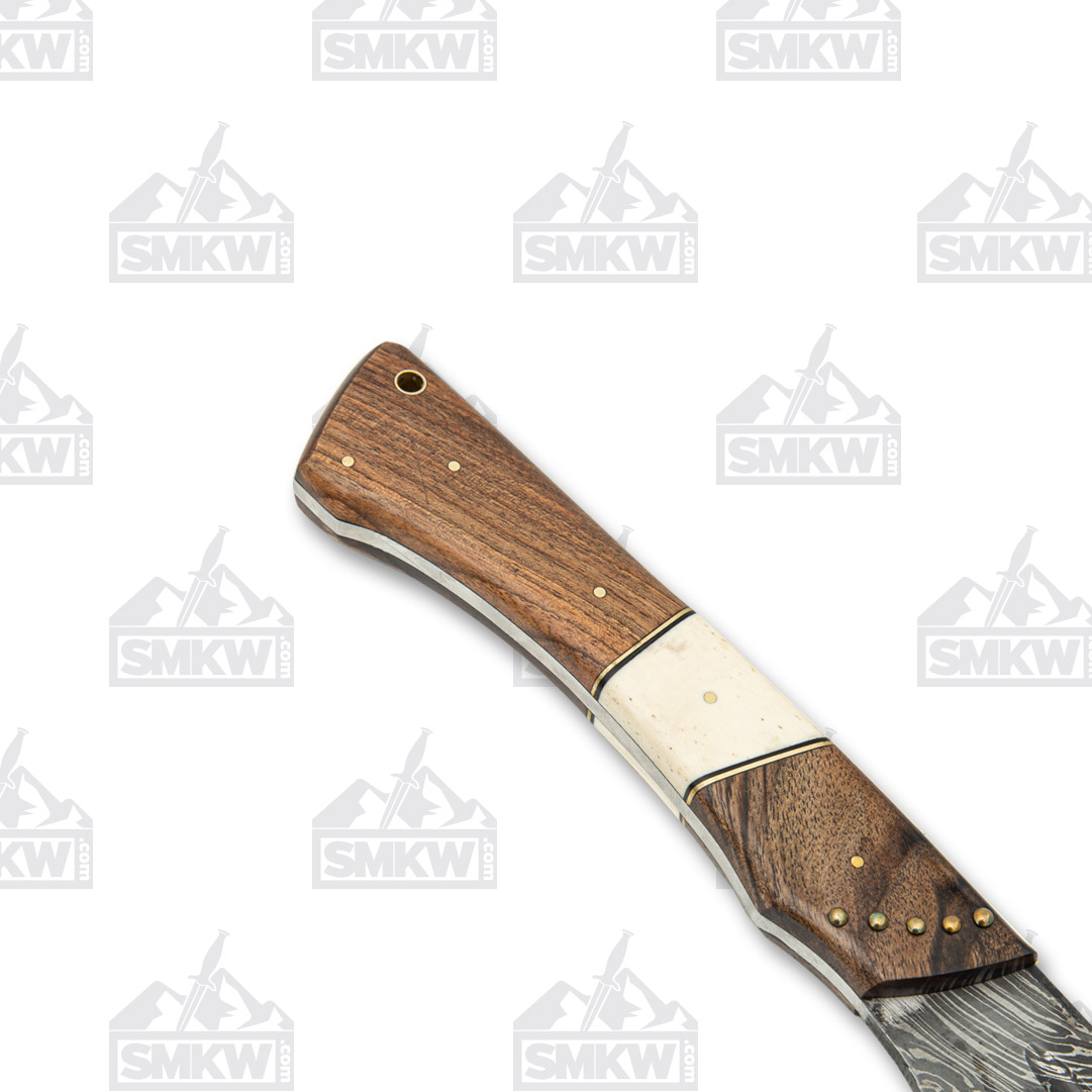Szco Damascus Short Sword 15In. Walnut and Bone DM5017 View 7