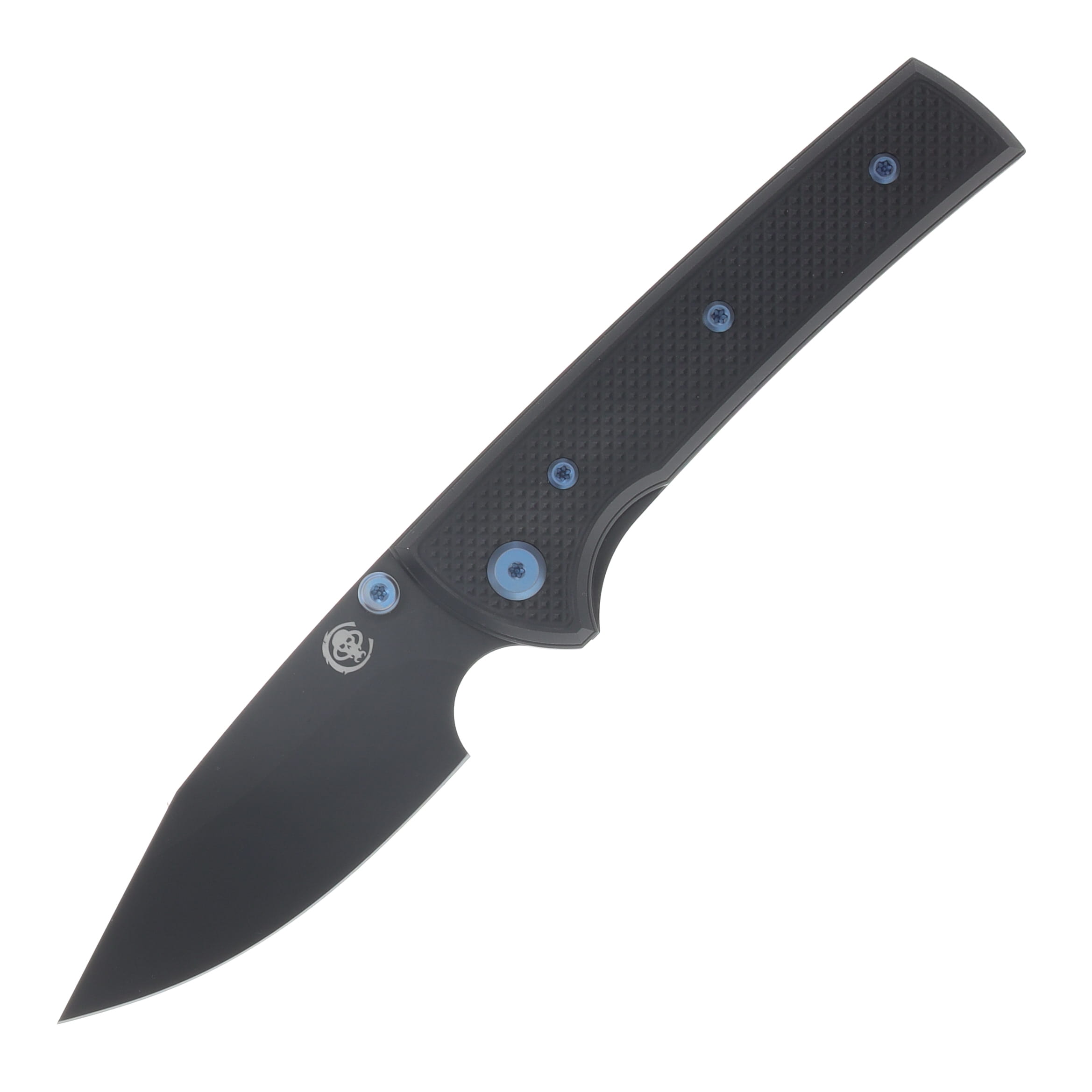 Chaves Blue Label - Aluminum Knurled Scapegoat  Street  Black  PVD  Linerlock  Blue  Ti Black  Spearpoint CK-4B2-10C9A-2D1-BLUE View 1