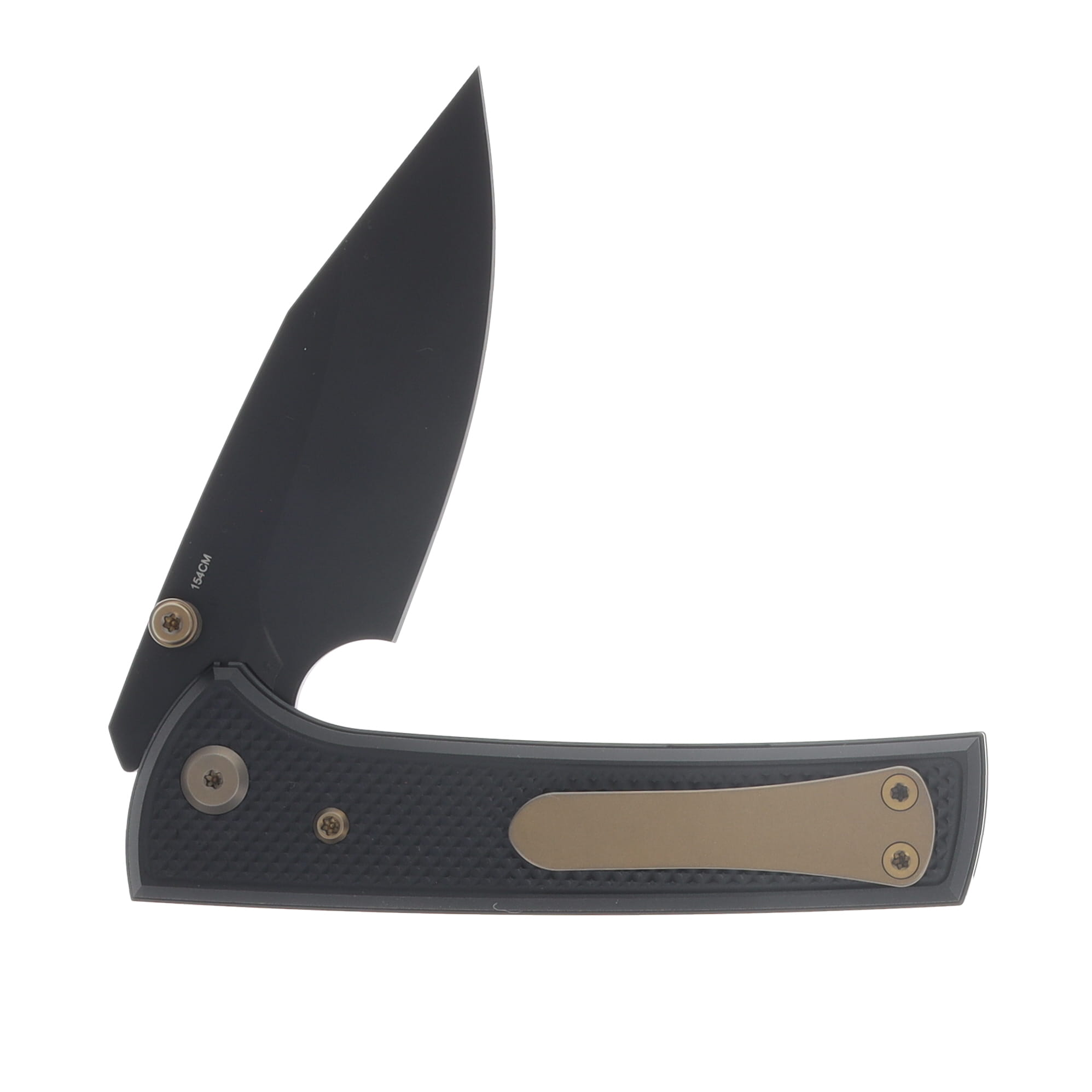 Chaves Blue Label - Aluminum Knurled Scapegoat  Street  Black  PVD  Linerlock  Bronze  Ti Black  Spearpoint CK-4B2-10C9A-2D1-BR View 4