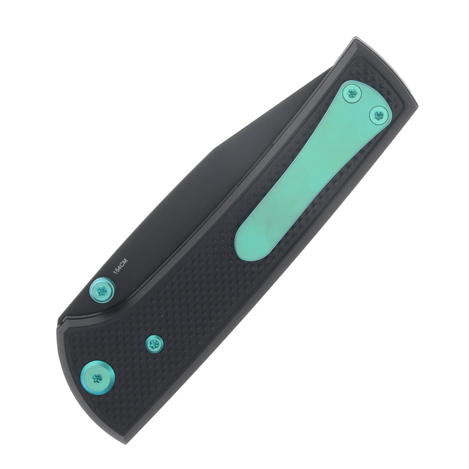 Chaves Blue Label - Aluminum Knurled Scapegoat  Street  Black  PVD  Linerlock  Green  Ti Black  Spearpoint CK-4B2-10C9A-2D1-GR View 6