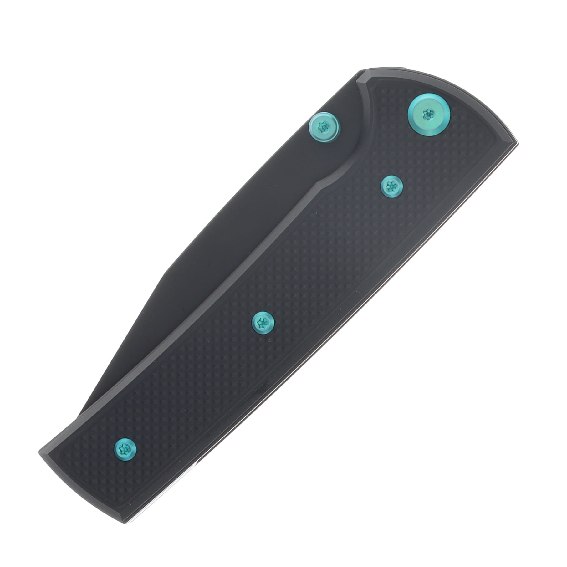 Chaves Blue Label - Aluminum Knurled Scapegoat  Street  Black  PVD  Linerlock  Green  Ti Black  Spearpoint CK-4B2-10C9A-2D1-GR View 5