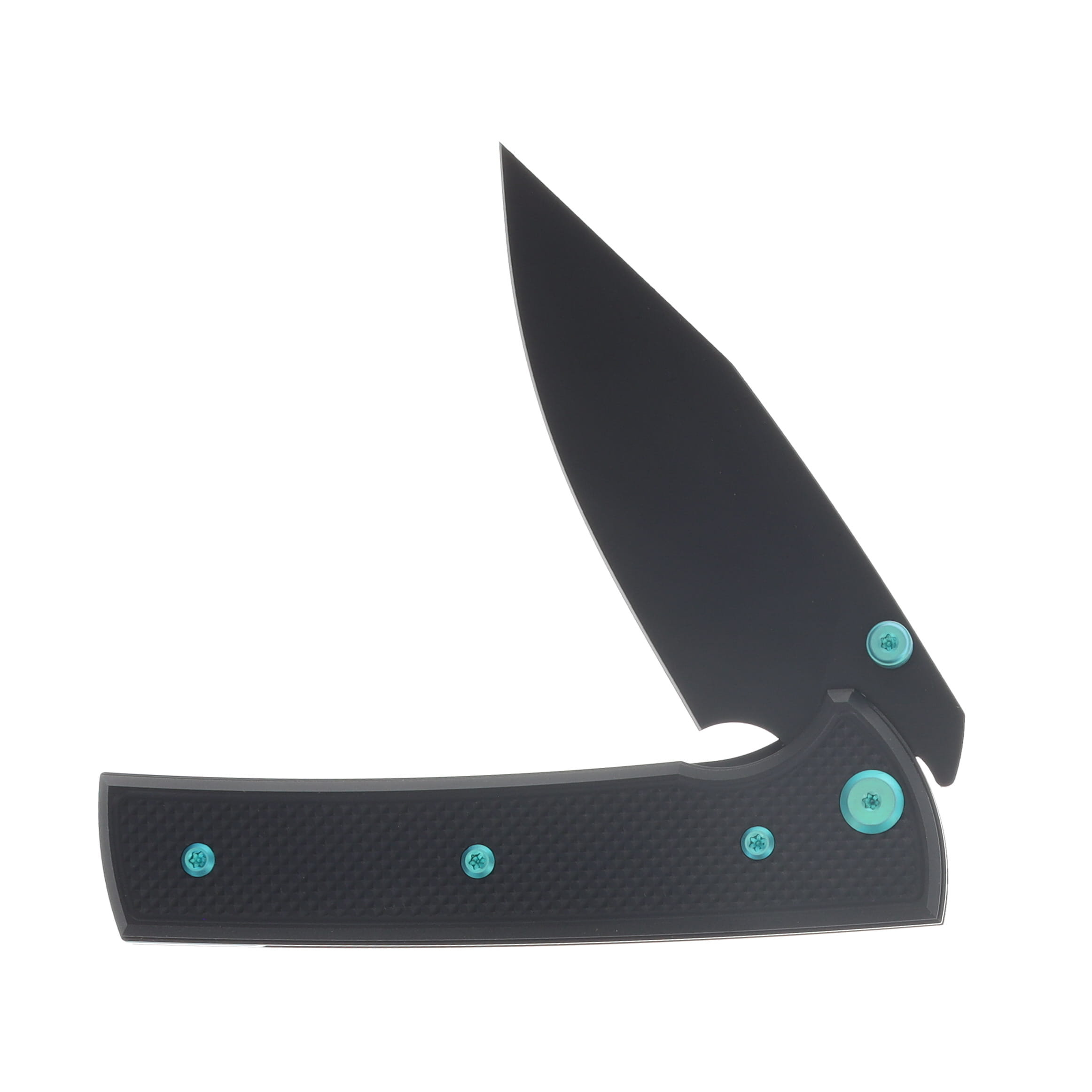 Chaves Blue Label - Aluminum Knurled Scapegoat  Street  Black  PVD  Linerlock  Green  Ti Black  Spearpoint CK-4B2-10C9A-2D1-GR View 3