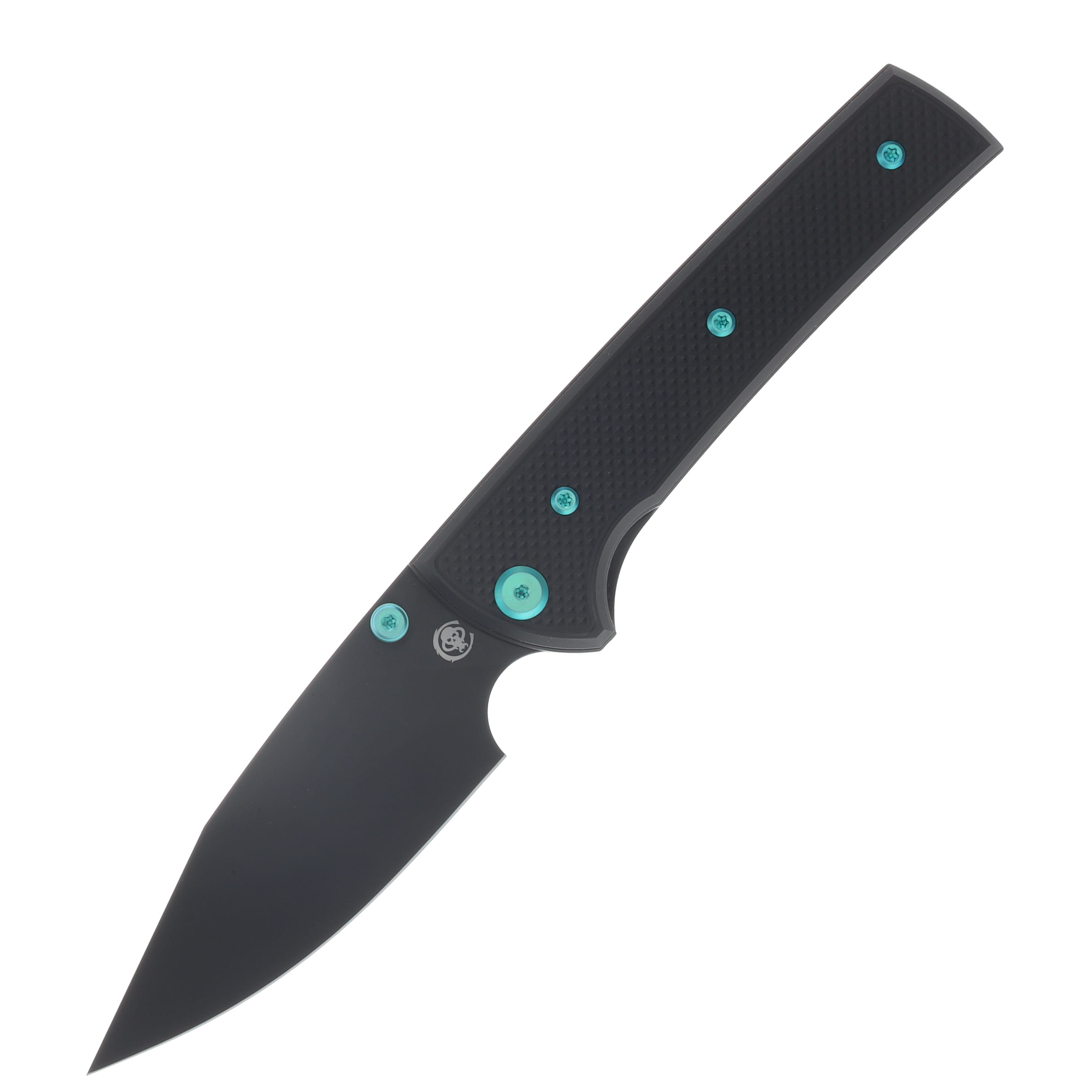Chaves Blue Label - Aluminum Knurled Scapegoat  Street  Black  PVD  Linerlock  Green  Ti Black  Spearpoint CK-4B2-10C9A-2D1-GR View 1