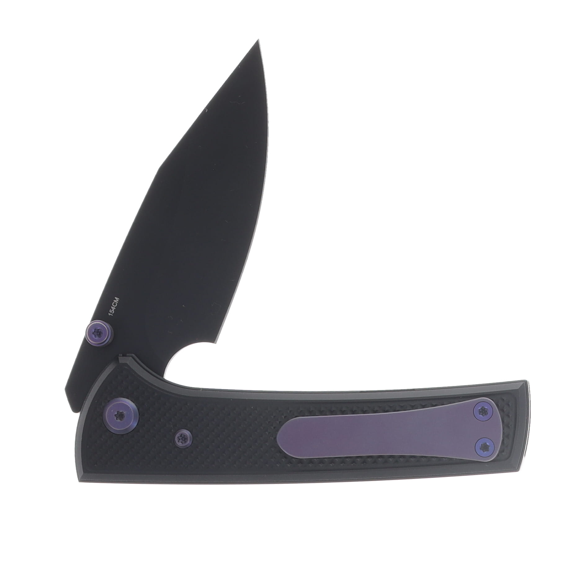 Chaves Blue Label - Aluminum Knurled Scapegoat  Street  Black  PVD  Linerlock  Purple  Ti Black  Spearpoint View 4