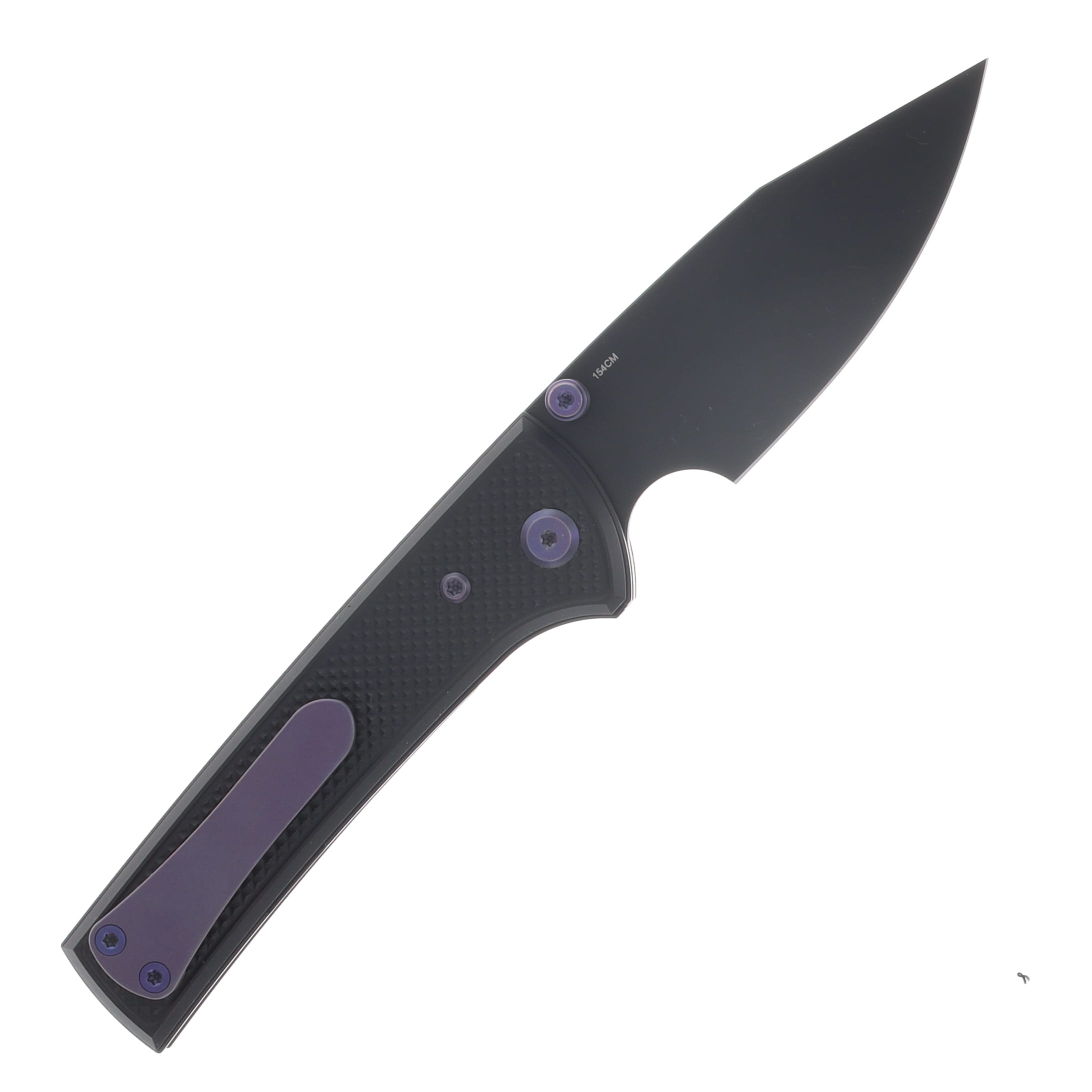 Chaves Blue Label - Aluminum Knurled Scapegoat  Street  Black  PVD  Linerlock  Purple  Ti Black  Spearpoint View 2
