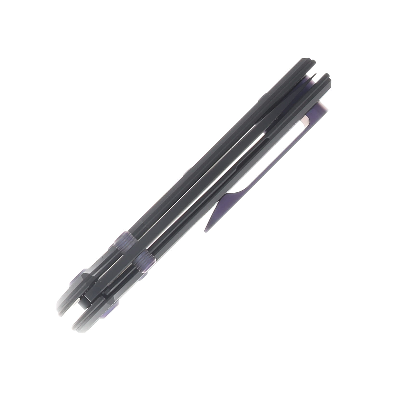 Chaves Blue Label - Aluminum Knurled Scapegoat  Street  Black  PVD  Linerlock  Purple  Ti Black  Spearpoint View 8