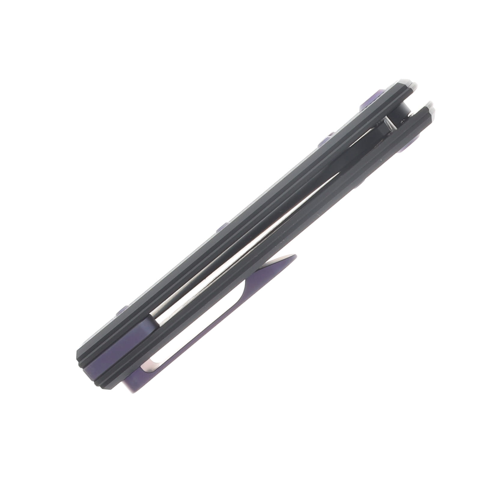 Chaves Blue Label - Aluminum Knurled Scapegoat  Street  Black  PVD  Linerlock  Purple  Ti Black  Spearpoint View 7