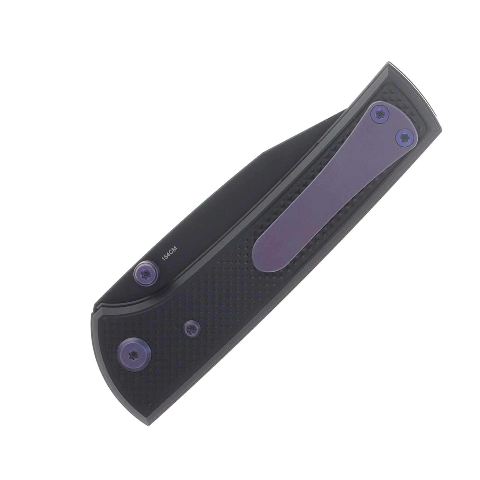 Chaves Blue Label - Aluminum Knurled Scapegoat  Street  Black  PVD  Linerlock  Purple  Ti Black  Spearpoint View 6
