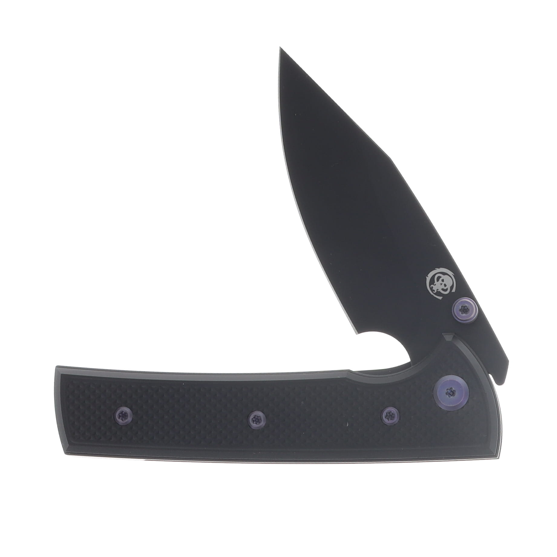Chaves Blue Label - Aluminum Knurled Scapegoat  Street  Black  PVD  Linerlock  Purple  Ti Black  Spearpoint View 3