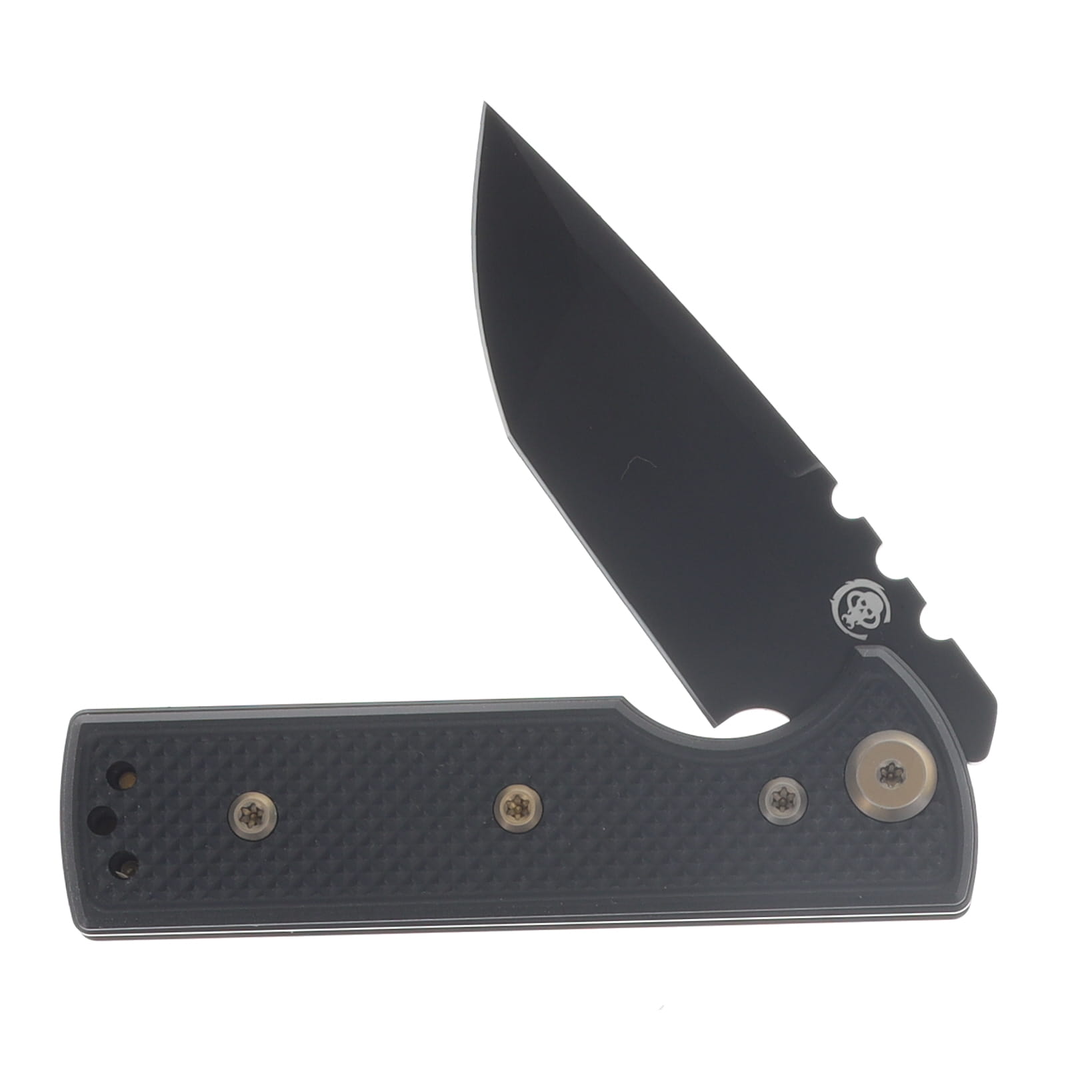 Chaves Blue Label Redencion TAK Linerlock PVD Tanto/PVD Knurled Aluminum with Bronze Accents CK-1C2-2C9A-2D1-BR View 3