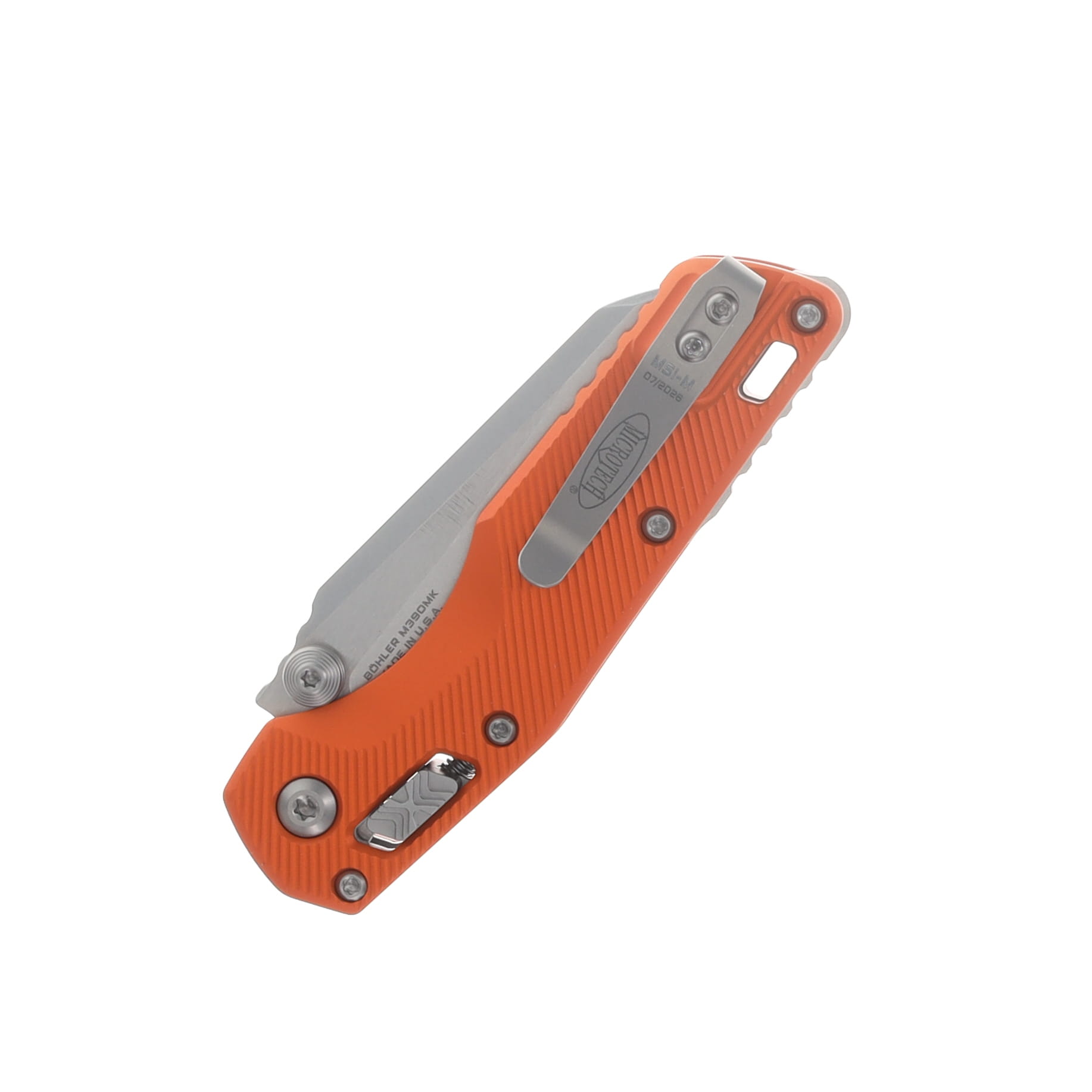 Microtech MSI Mini RAM-LOK Folder S/E SW Standard Fluted Aluminum Orange MT210M10FLOR View 6