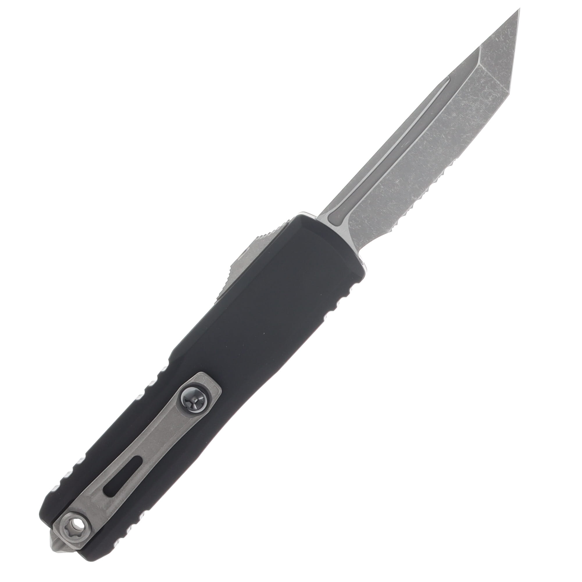 Microtech UTX-85 GEN IV OTF Auto T/E Apocalyptic Part Serrate Black AUMT1233411AP View 2