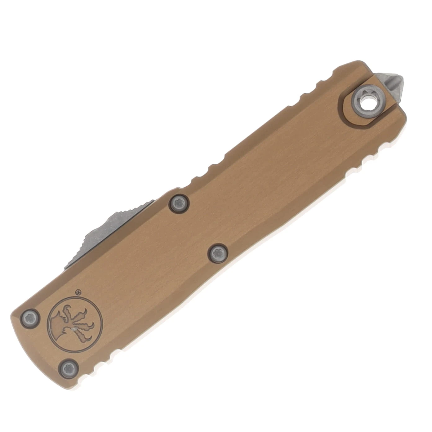 Microtech UTX-85 GEN IV OTF Auto T/E Apocalyptic Part Serrate Tan AUMT1233411APTA View 3