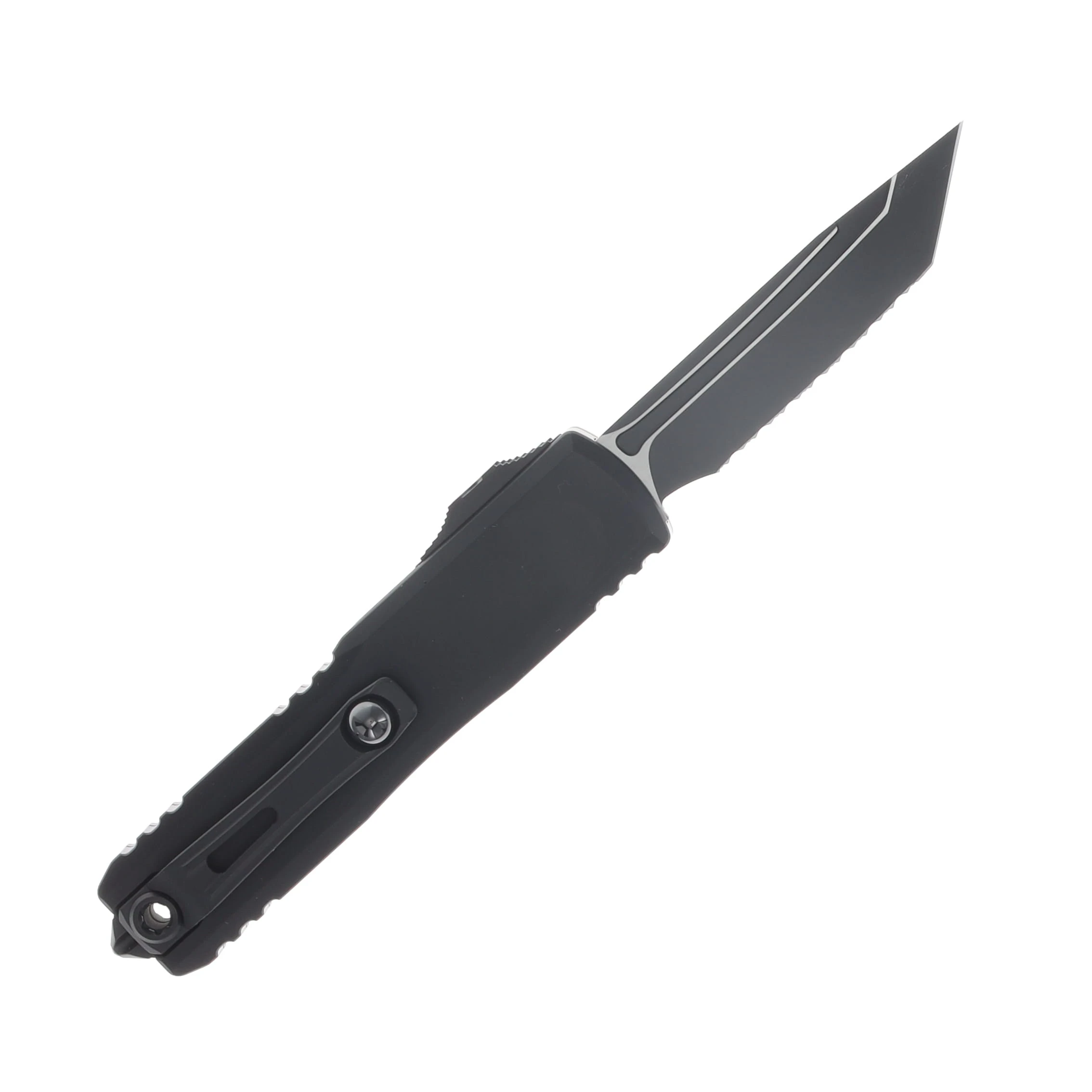 Microtech UTX-85 GEN IV OTF Auto T/E Full Serrate Black Tactical AUMT123343T View 2