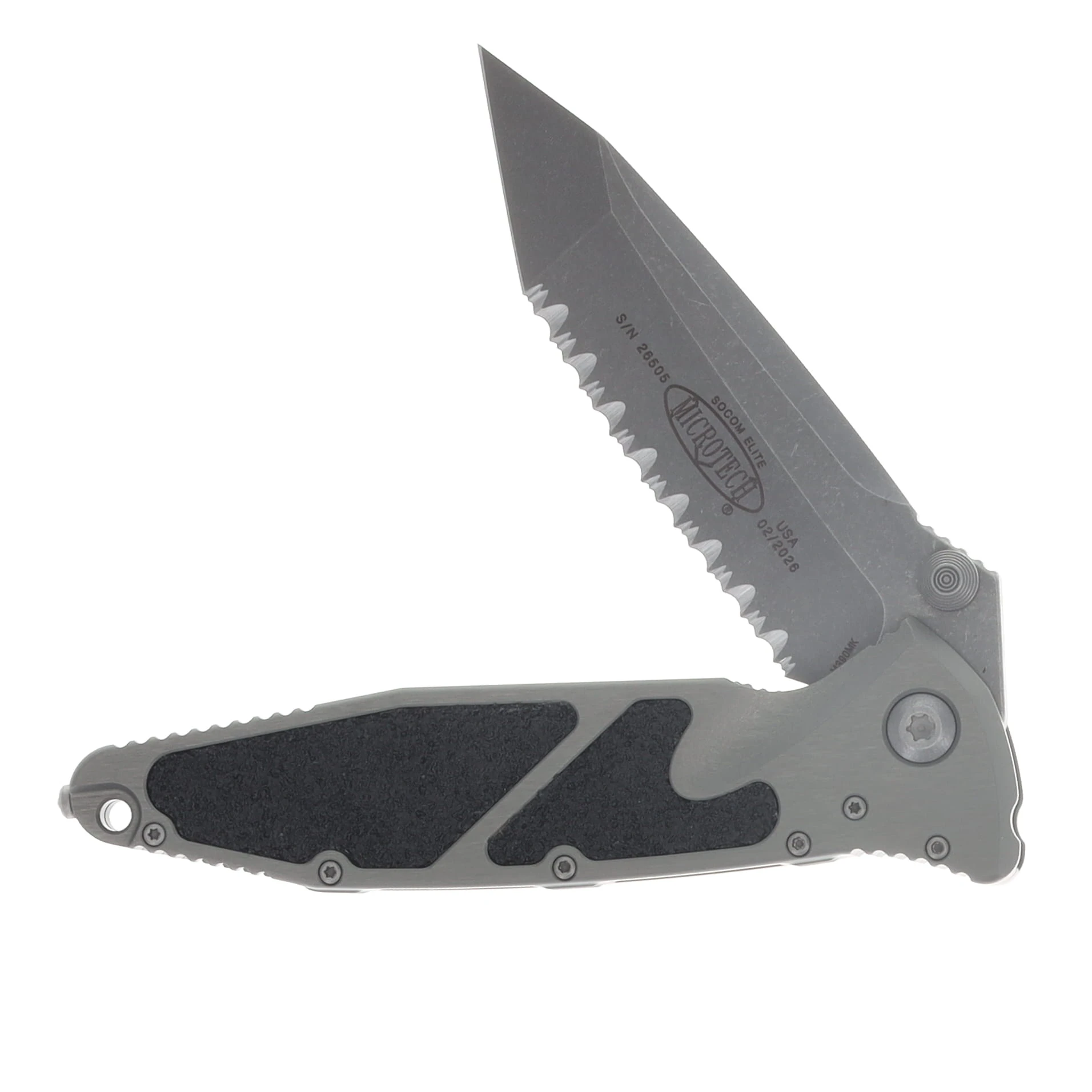 Microtech Socom Elite Manual Folder T/E Apocalyptic Full Serrate Natural Handle MT16112APNC View 3