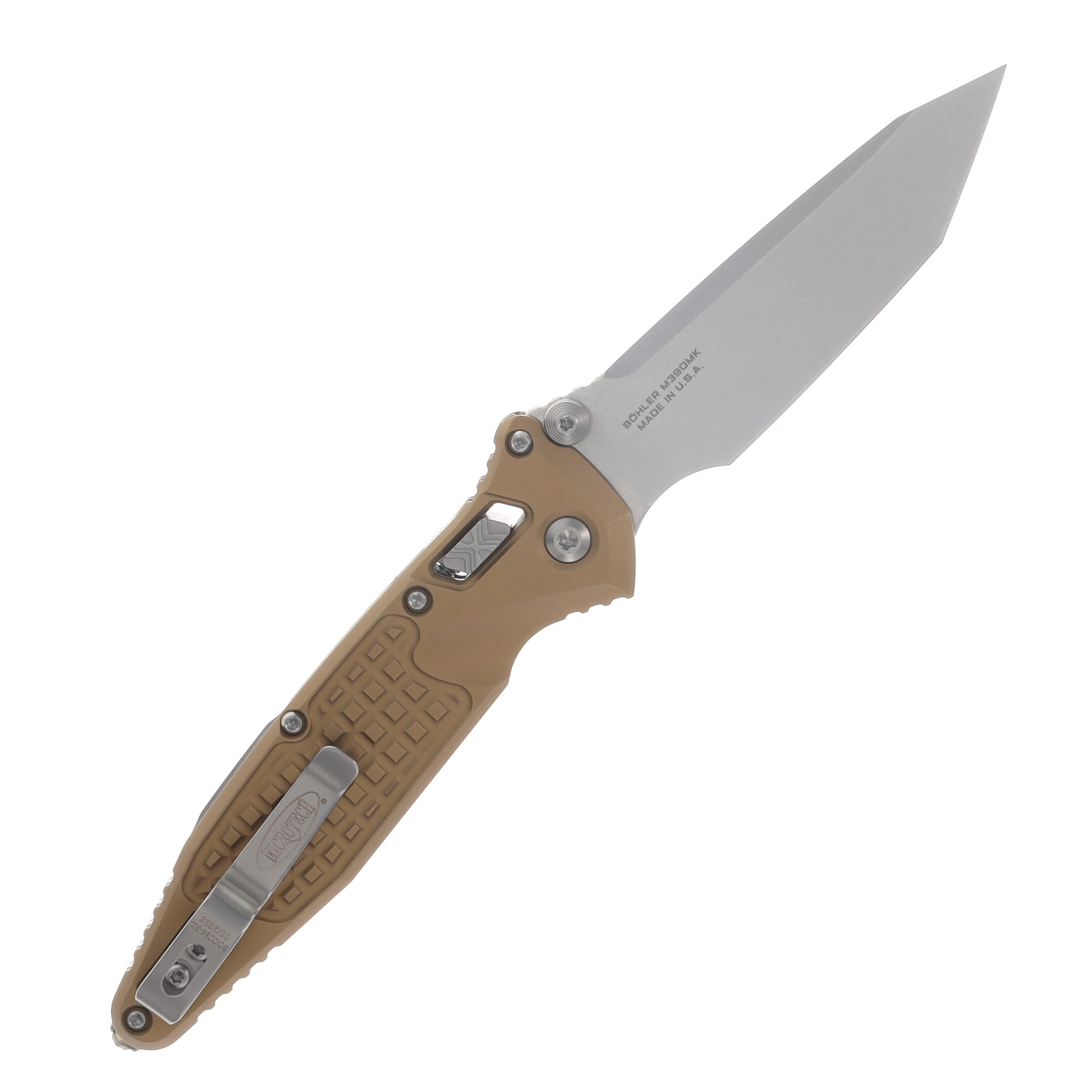 Microtech Socom RAM-LOK Folder T/E Stonewash Standard Frag Aluminum Tan MT161RL10FRTA View 2