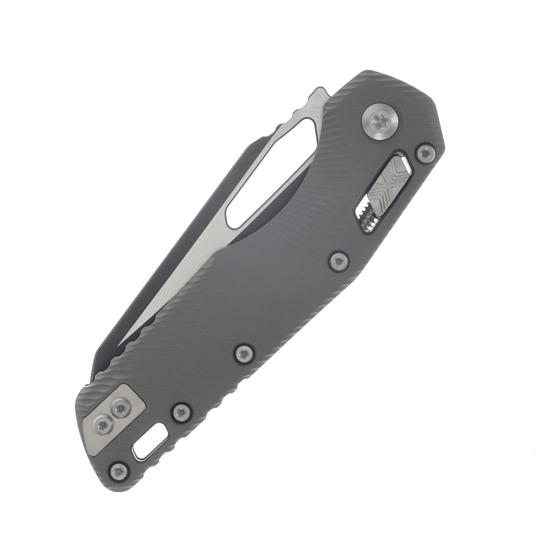 Microtech MSI RAM LOK Folder S/E Black Part Serrate Fluted Aluminum Natural Clear MT2102FLNC View 5