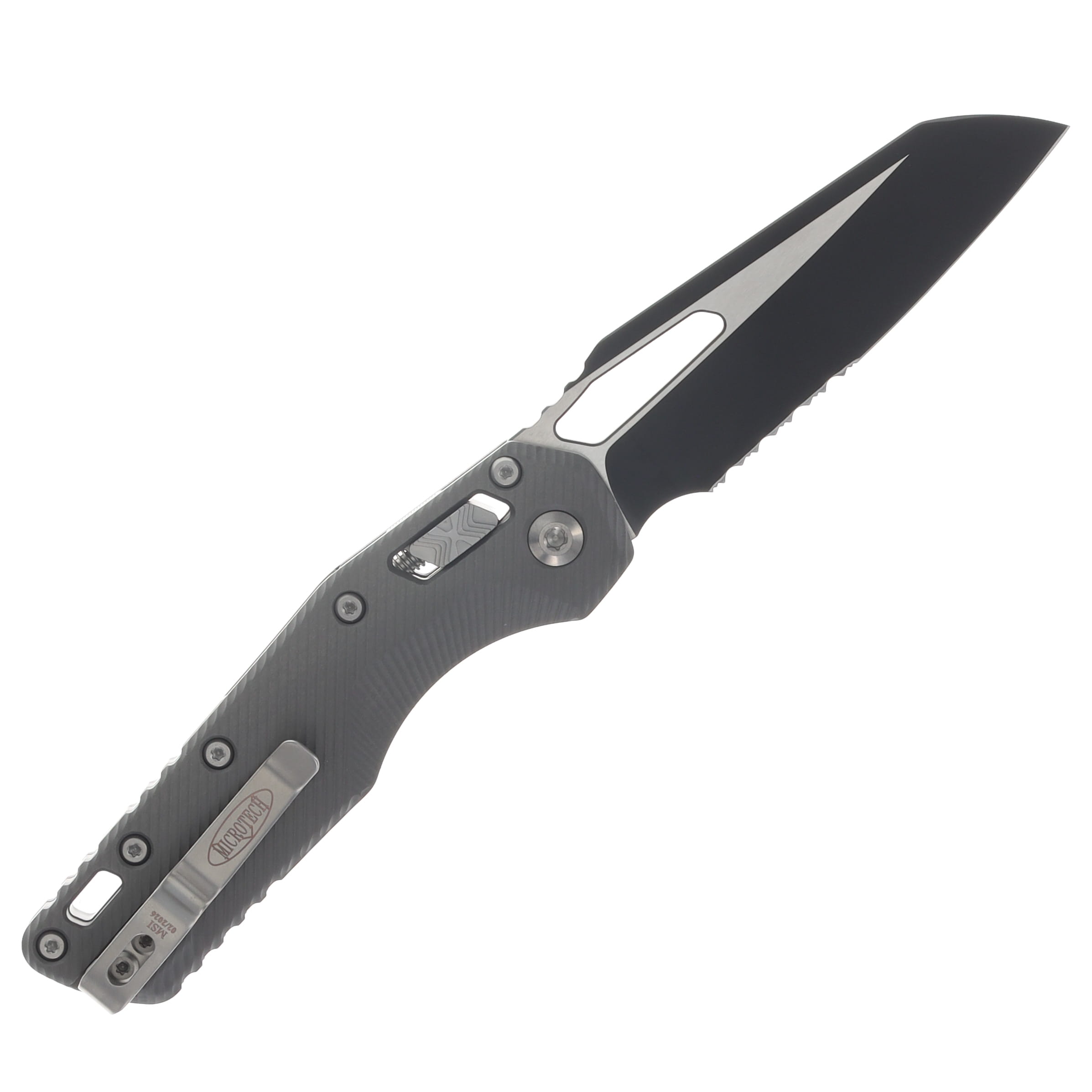 Microtech MSI RAM LOK Folder S/E Black Part Serrate Fluted Aluminum Natural Clear MT2102FLNC View 2