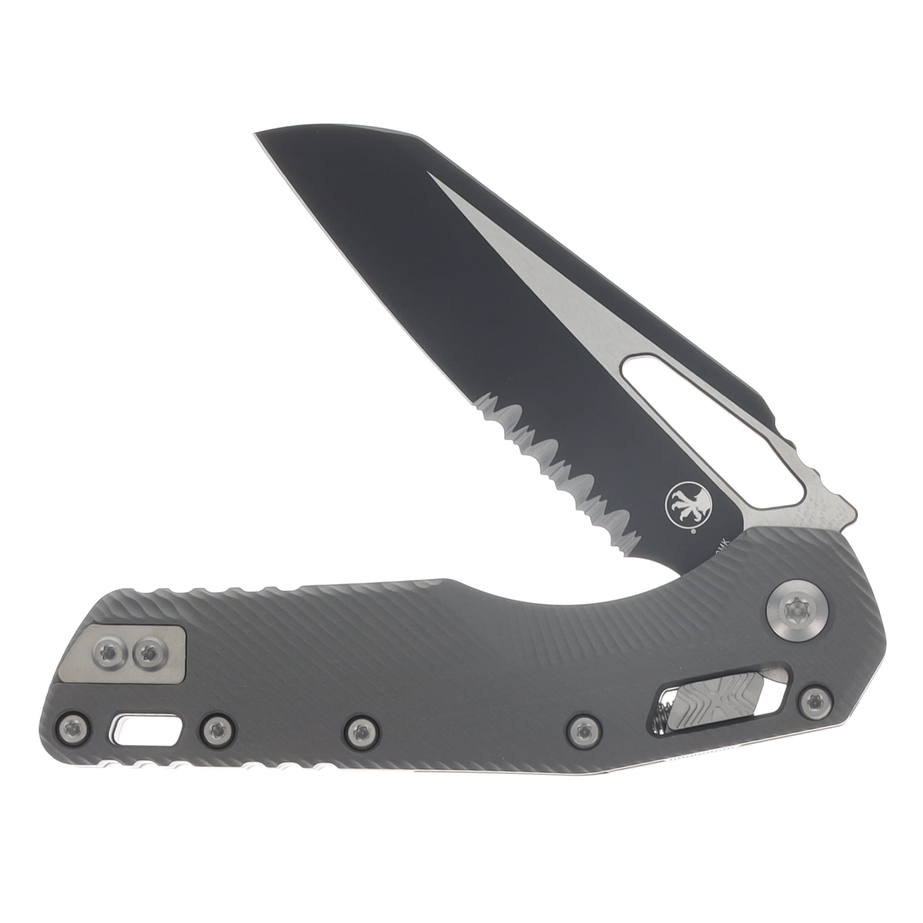 Microtech MSI RAM LOK Folder S/E Black Part Serrate Fluted Aluminum Natural Clear MT2102FLNC View 3