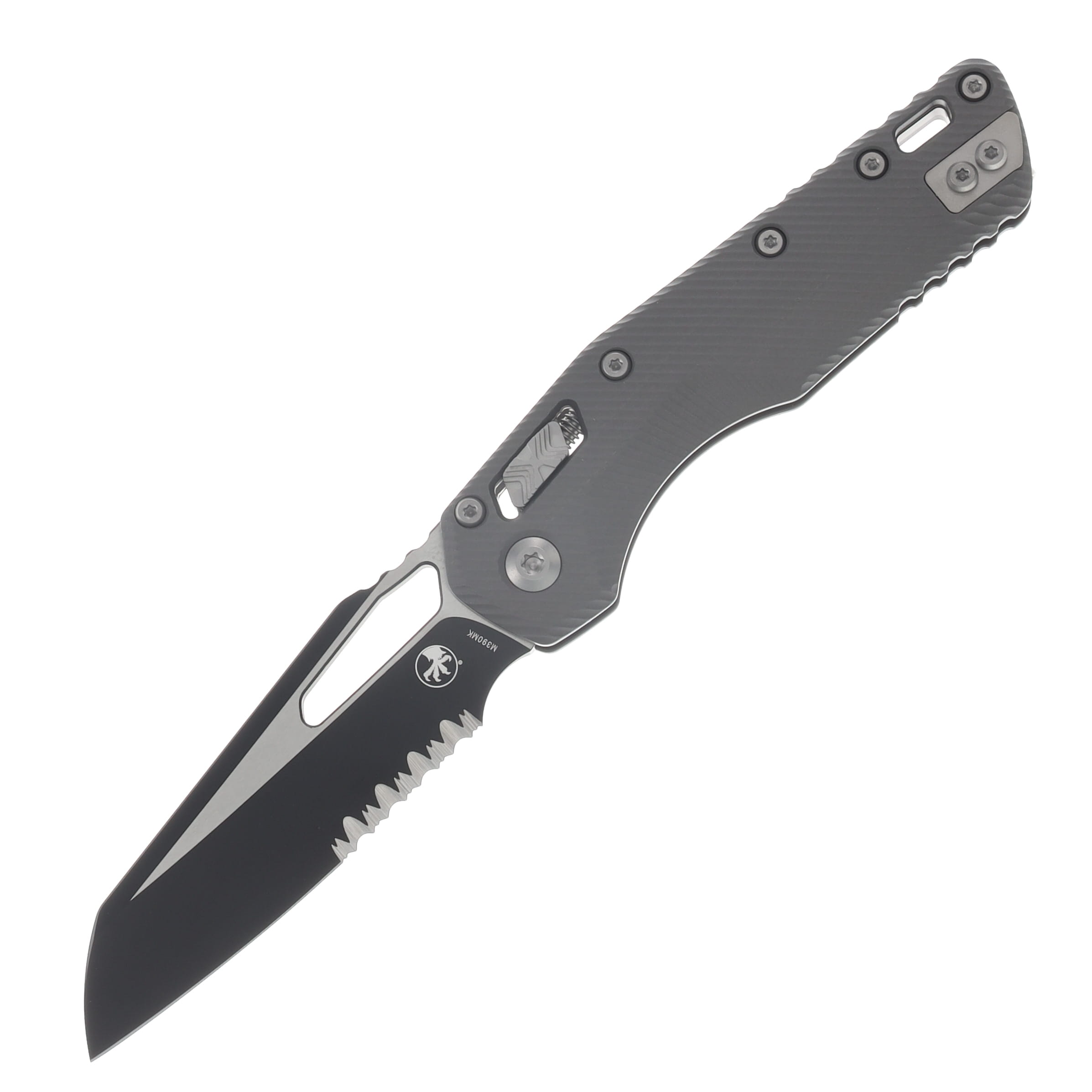 Microtech MSI RAM LOK Folder S/E Black Part Serrate Fluted Aluminum Natural Clear MT2102FLNC View 1