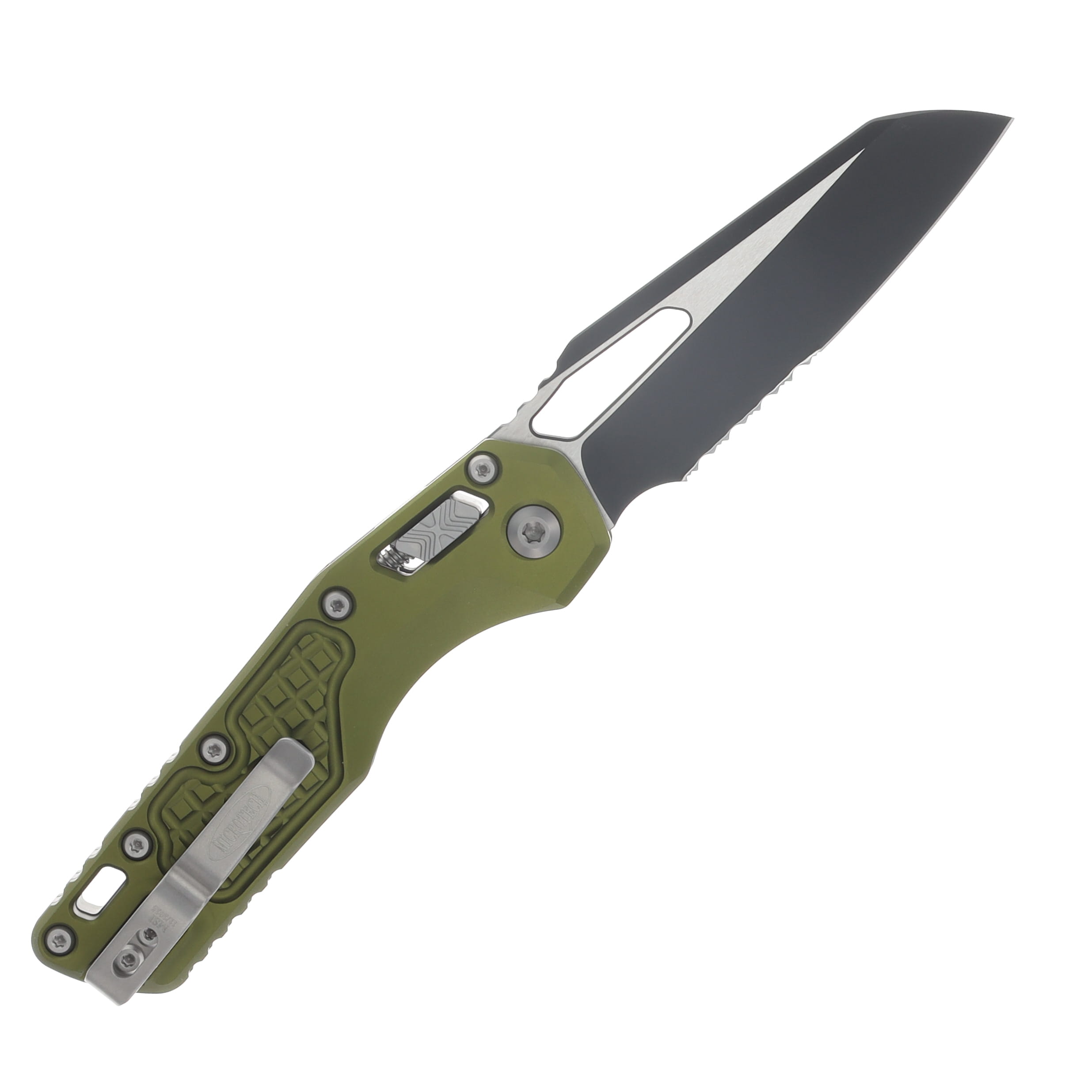 Microtech MSI RAM-LOK Folder S/E Black Part Serrate Frag Aluminum OD Green MT2102FROD View 2