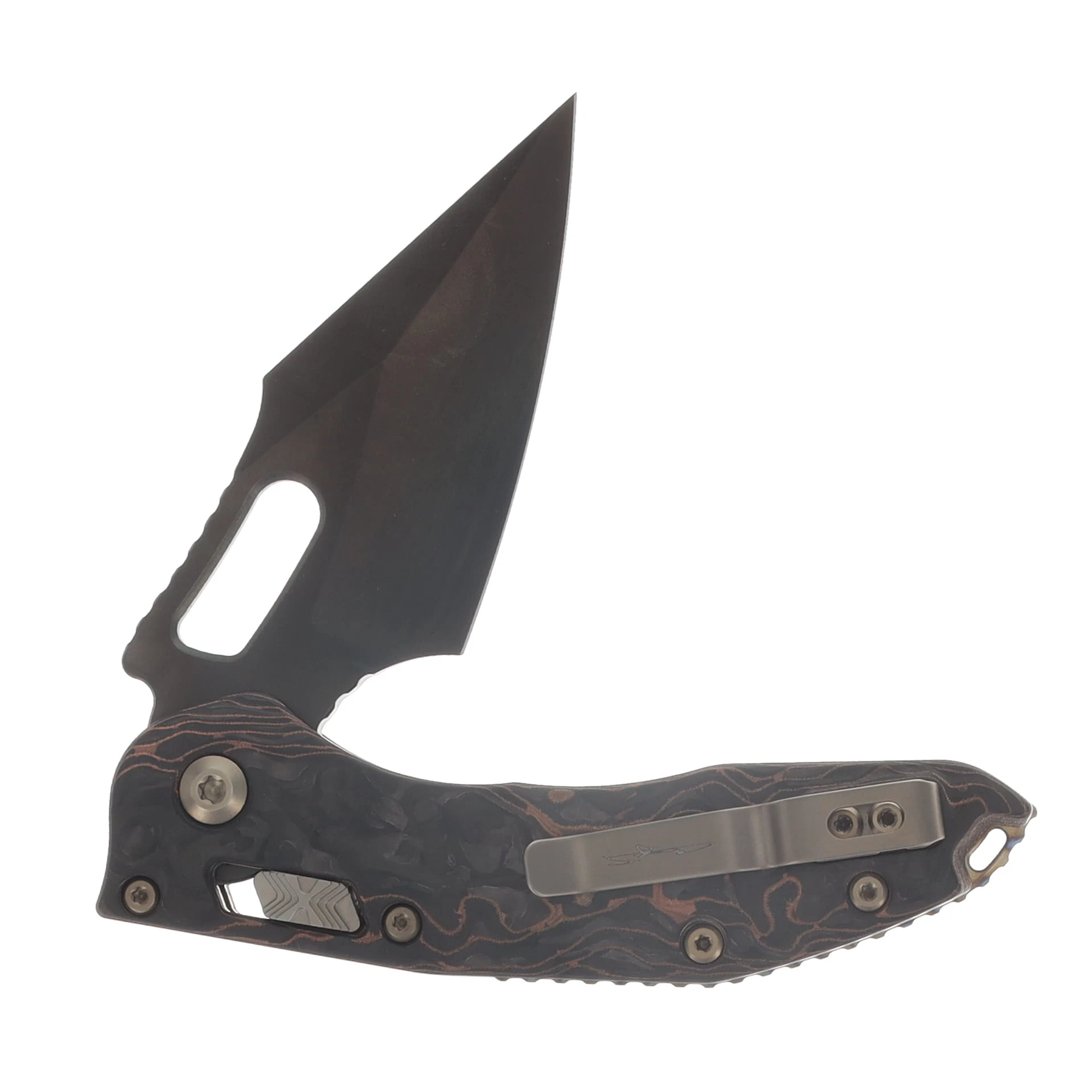 Microtech Stitch RAM-LOK Folder Marfione Select DLC SW Livewire Carbon Fiber W/Flamed TI Accent MT169RL1DLCMS1 View 4