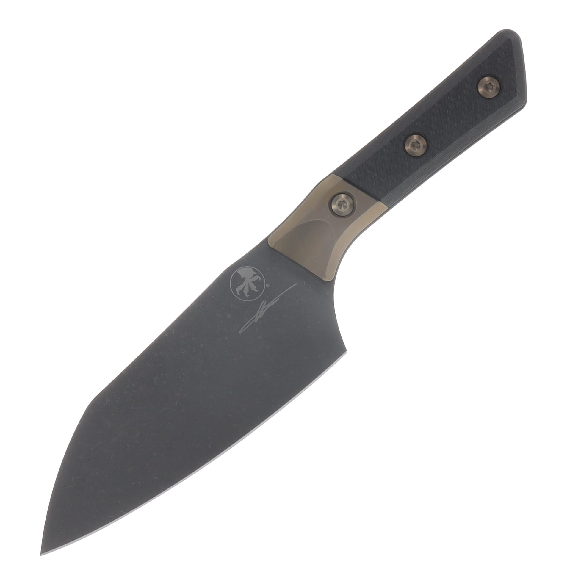 Microtech 6in Santoku Knife DLC Standard Bronze Titanium Bolster Carbon Fiber MT3200B1DLCCFS View 3