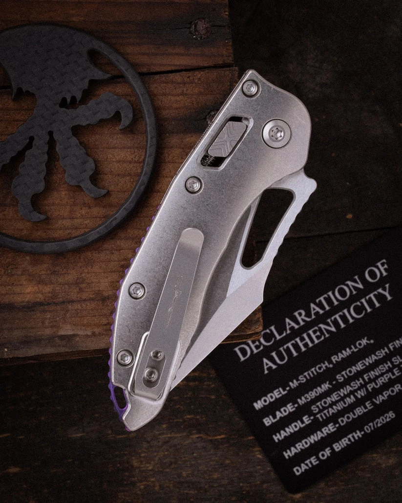 Microtech M-Stitch RAM-LOK Folder Marfione Select SW - SW Slab Side TI W/Purple TI Accent MT169MRL10MS3 View 10