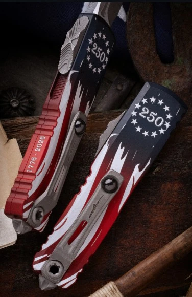 Microtech UTX-85 Gen IV OTF Auto S/E Apocalyptic Standard 4th of July 250th Ann. AUMT1231410APS4J250 View 2