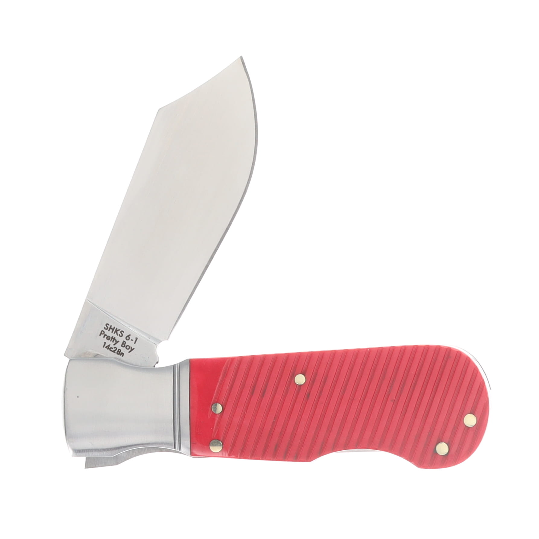 Finch Pretty Boy Lockback Folding Knife Bloodline Red Sawcut Bone PB350 View 4