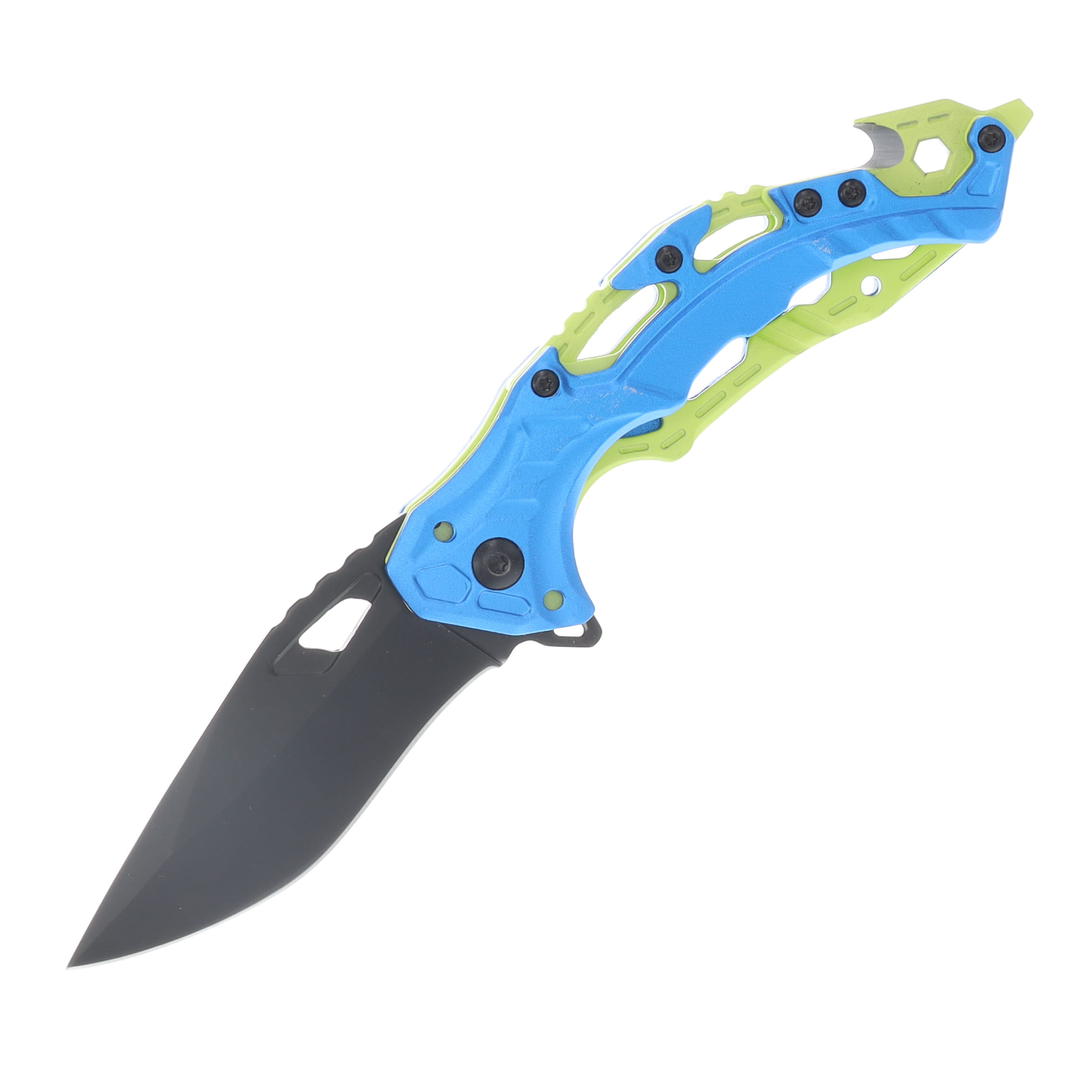 Rough Rider Rescue Linerlock Folding Knife Blue/ Yellow Handle
