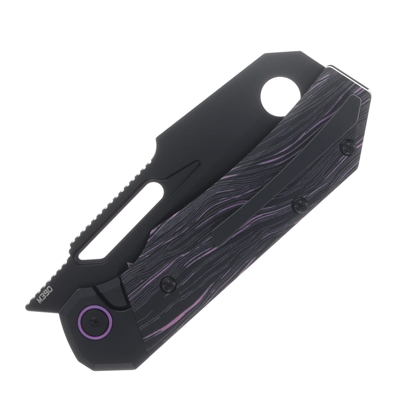 Bestech Knives Nyrrdreki Folder TI Black PVD Handle W/Black Purple Side Cut G-10 Inlays Black PVD M390 Blade BT2607B View 6