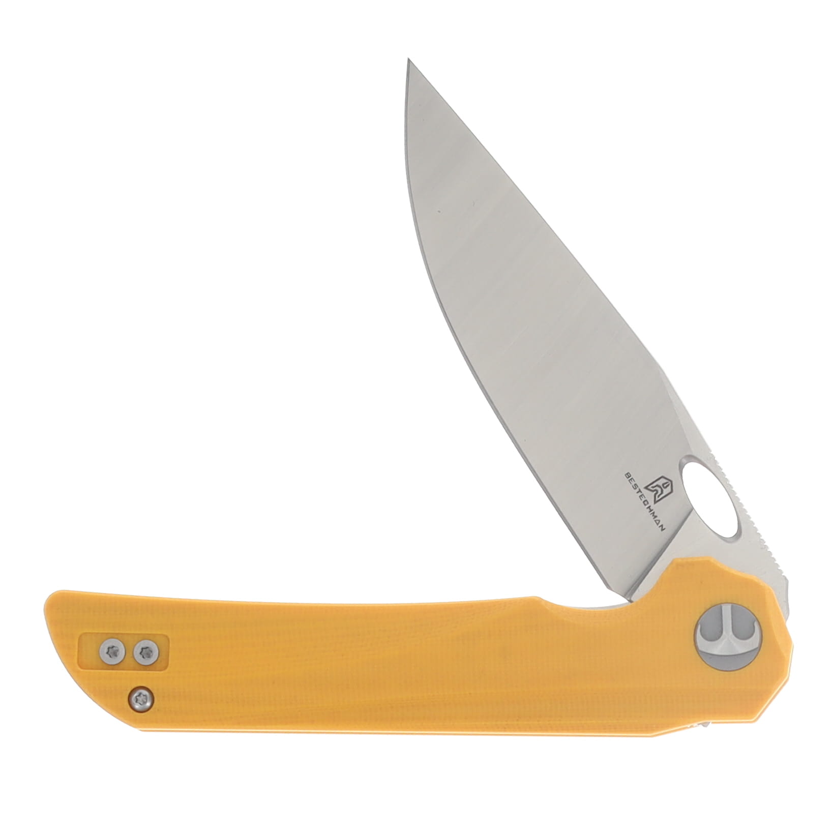Bestechman Smuga Folding Knife Yellow G-10 Handle Machine Satin AEB-L Blade BMK22B View 3