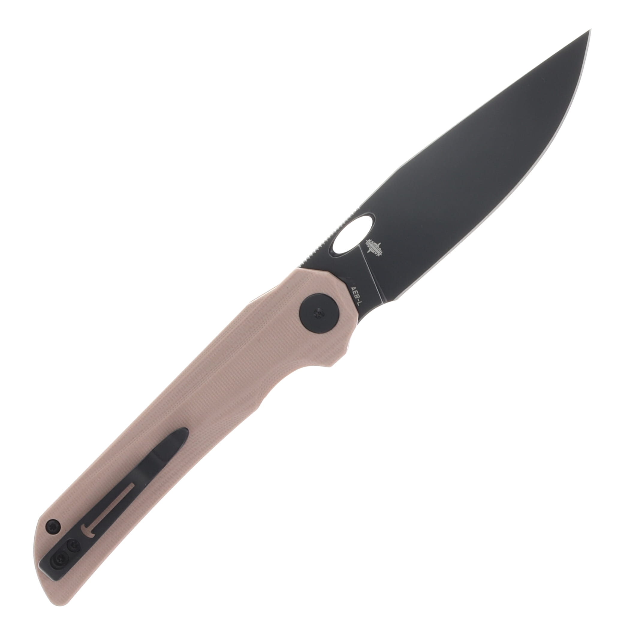 Bestechman Smuga Folding Knife Champagne G-10 Handle Black PVD SW AEB-L Blade BMK22F View 2