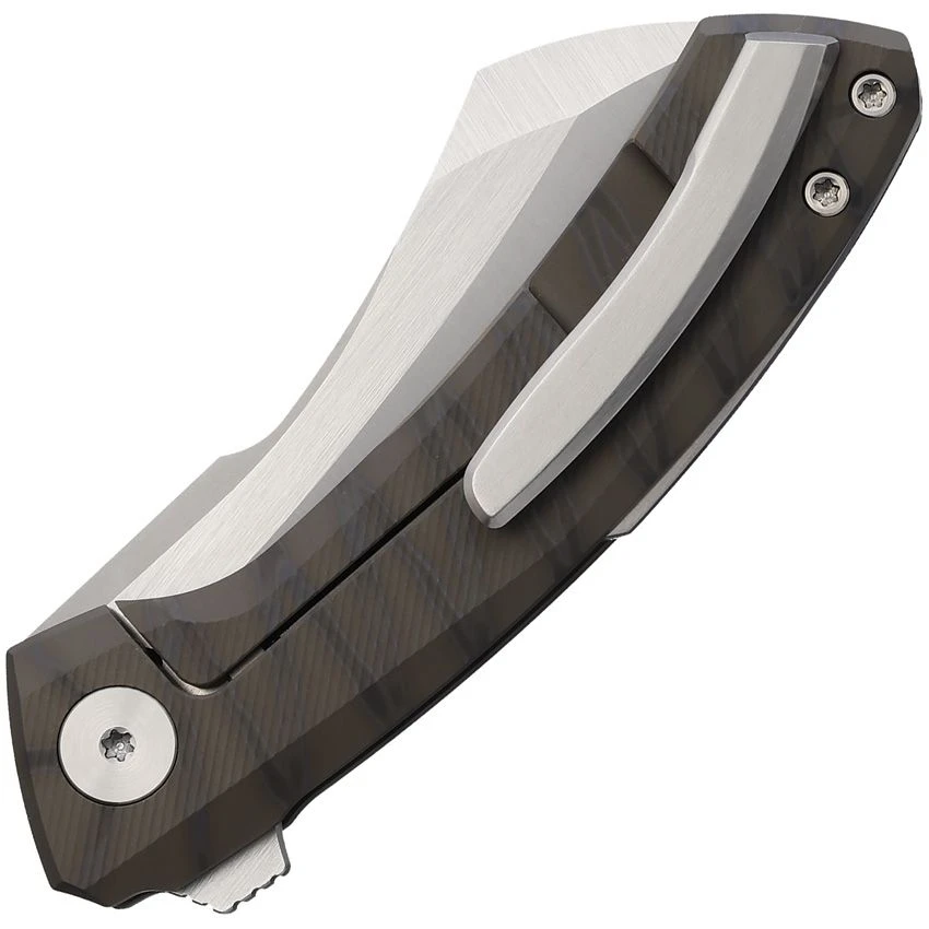 Vanguard Mini Cleaver Framelock Folder Flame Anodized Titanium - Satin Bohler M390 VANG016 View 2